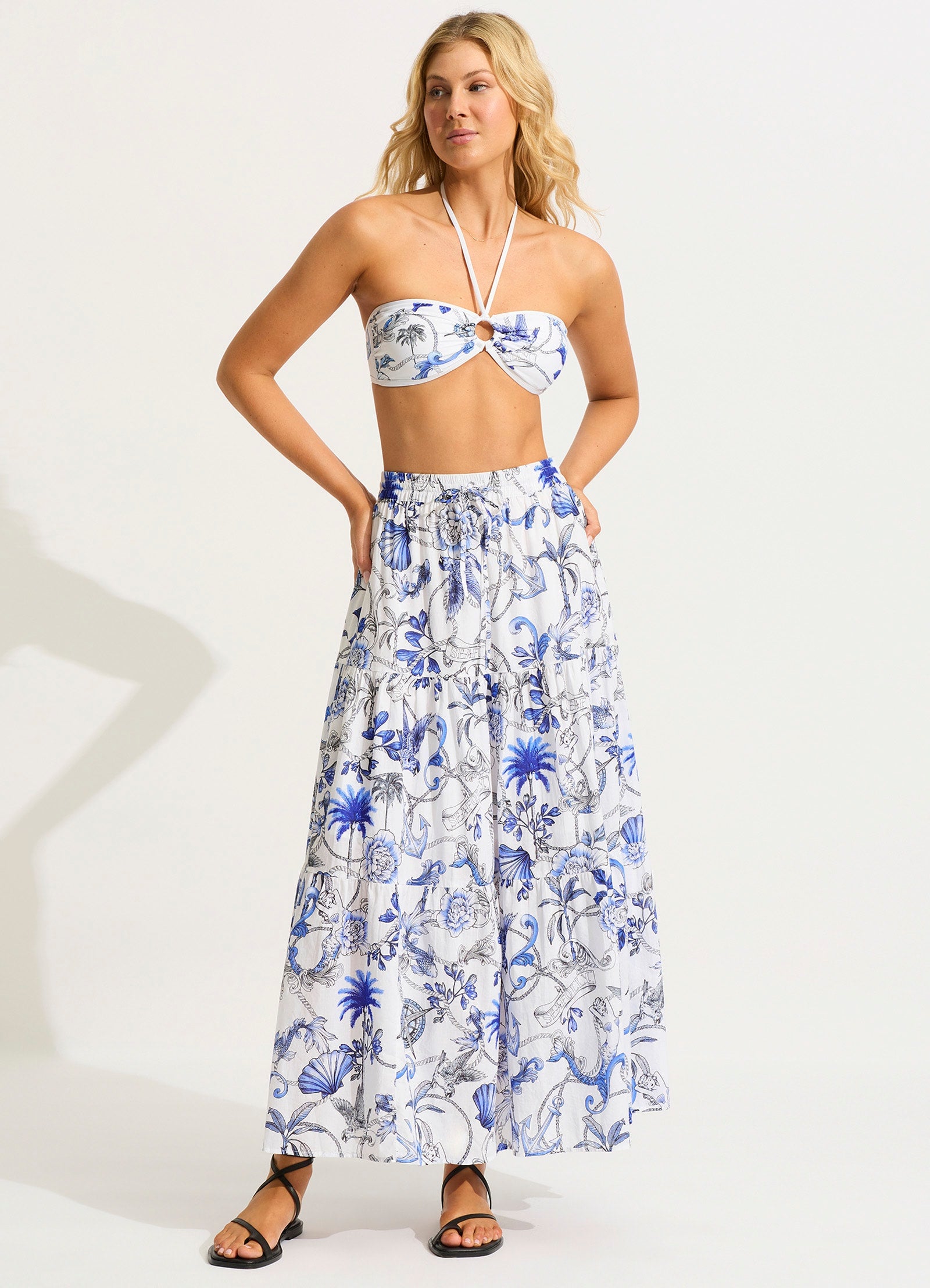 Ahoy Maxi Skirt - White - White