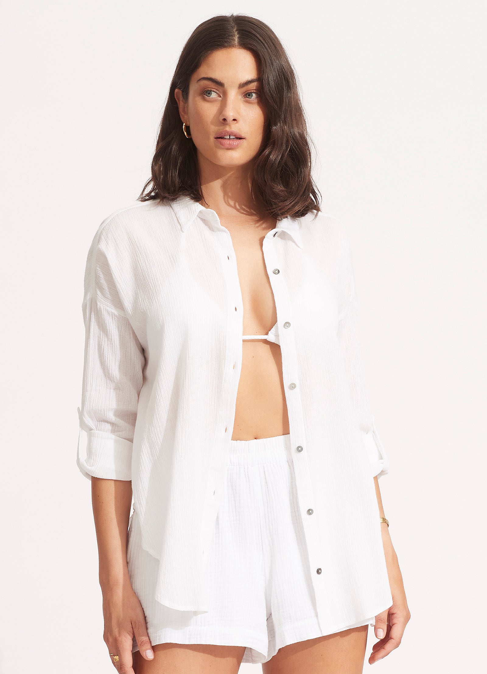 Classic Beach Shirt - White - White