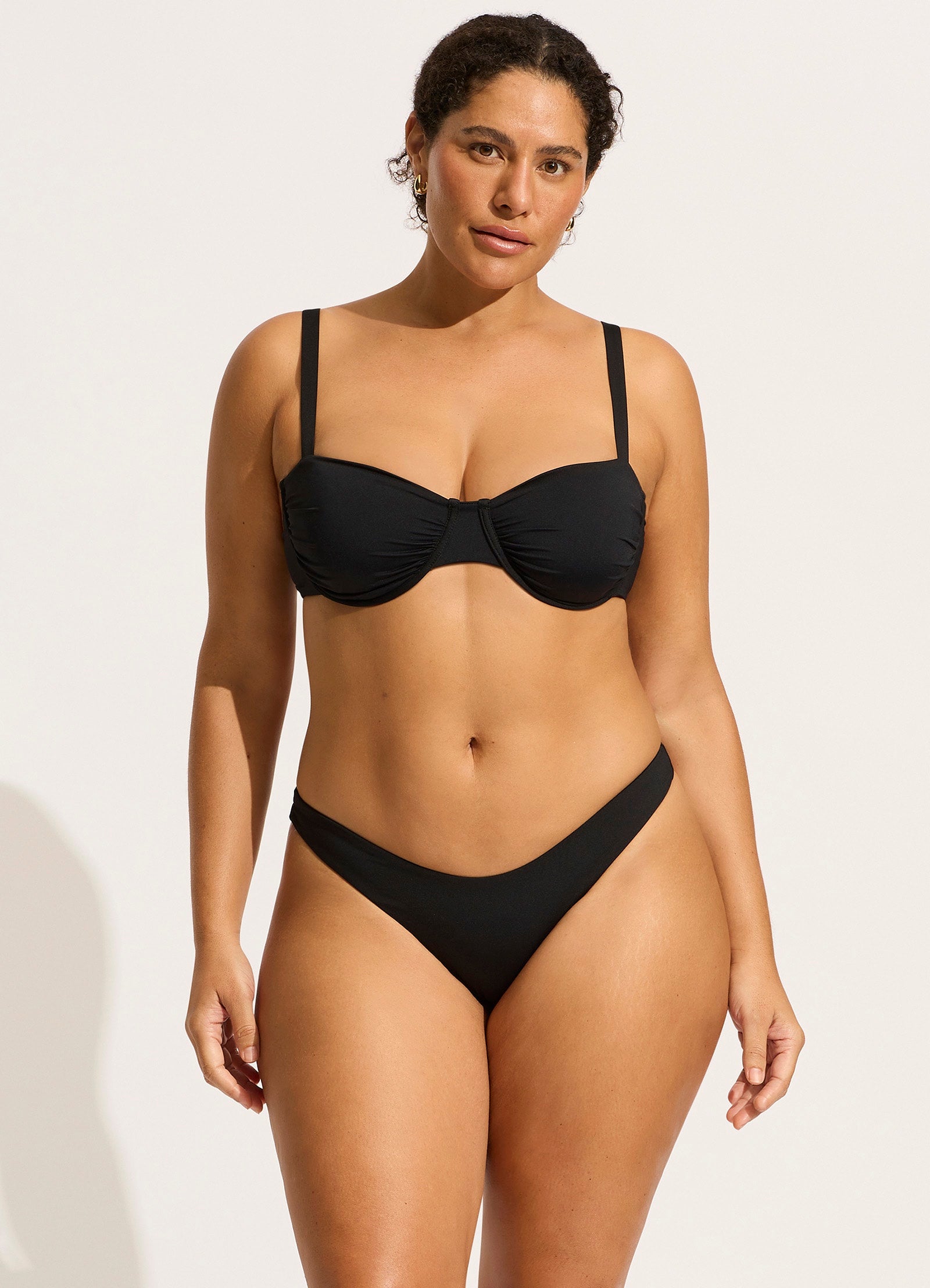 Collective Ruched Underwire Bikini Top - Black - Black