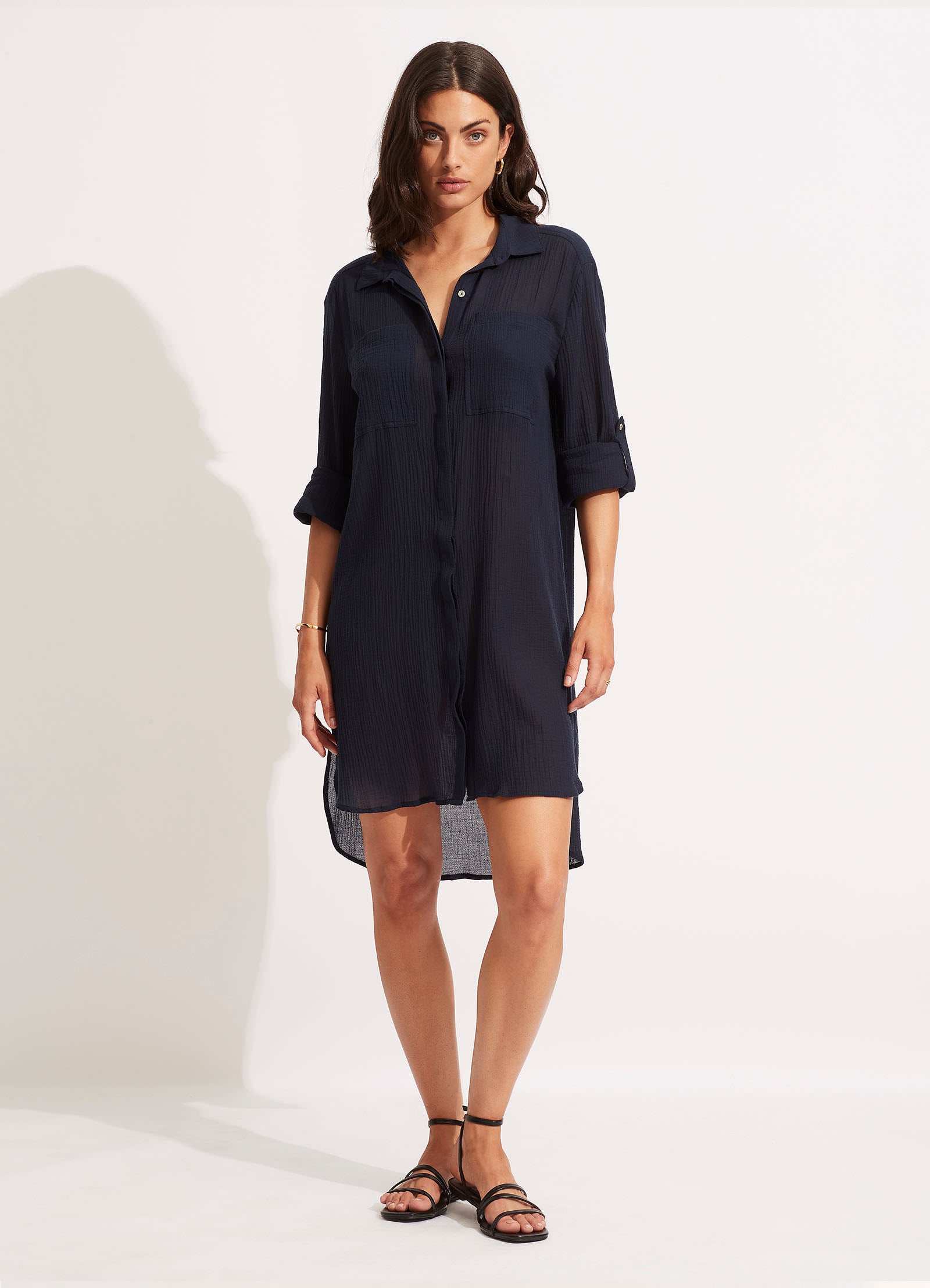 Crinkle Twill Beach Shirt - Indigo - Indigo