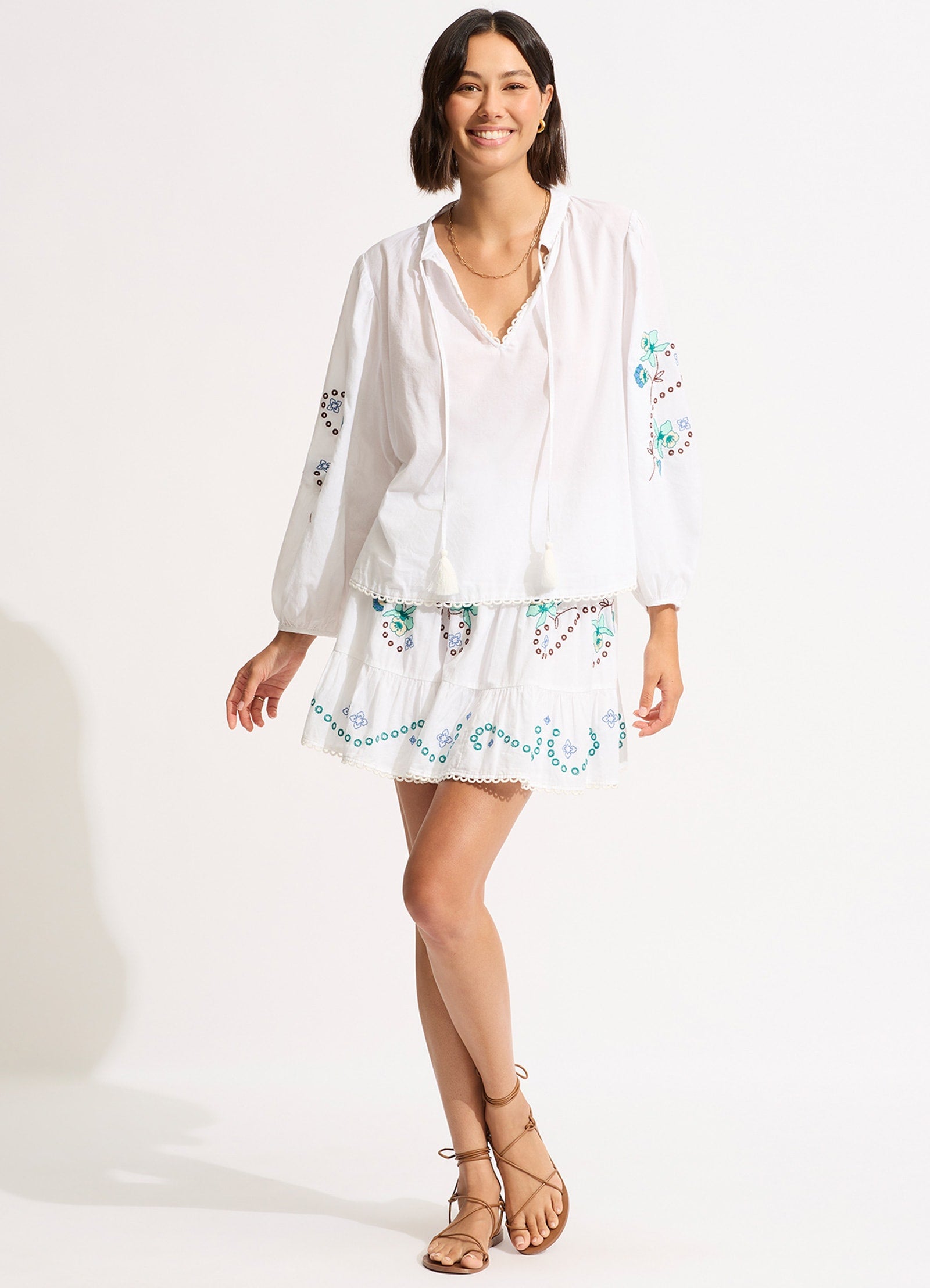 Eden Embroidery Top - White - White