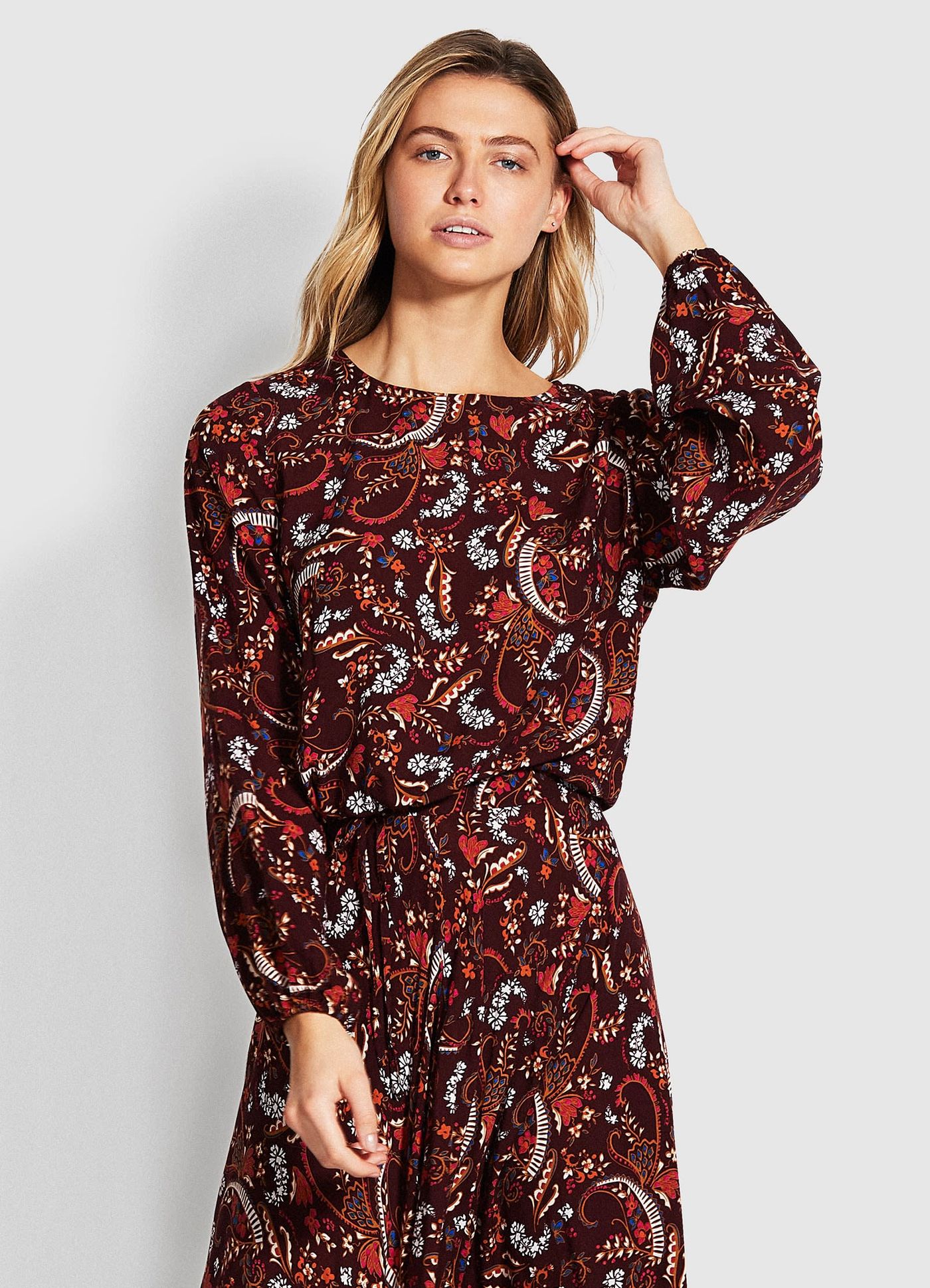 El Dorado Chloe Paisley Top - Maroon - Maroon