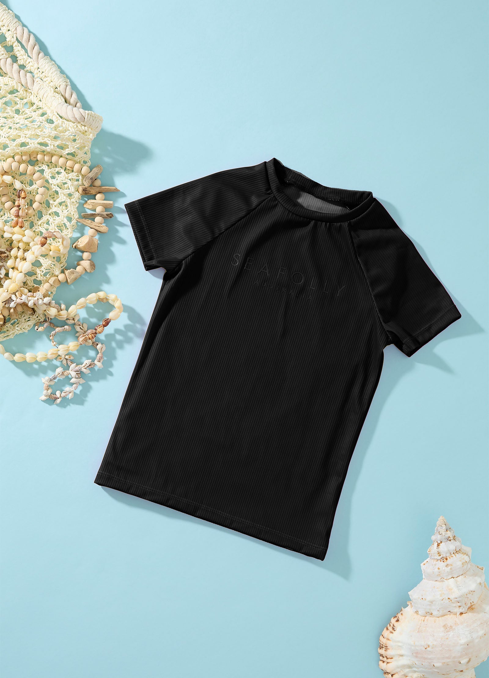 Essential Girls S/S Rash Vest - Black - Black