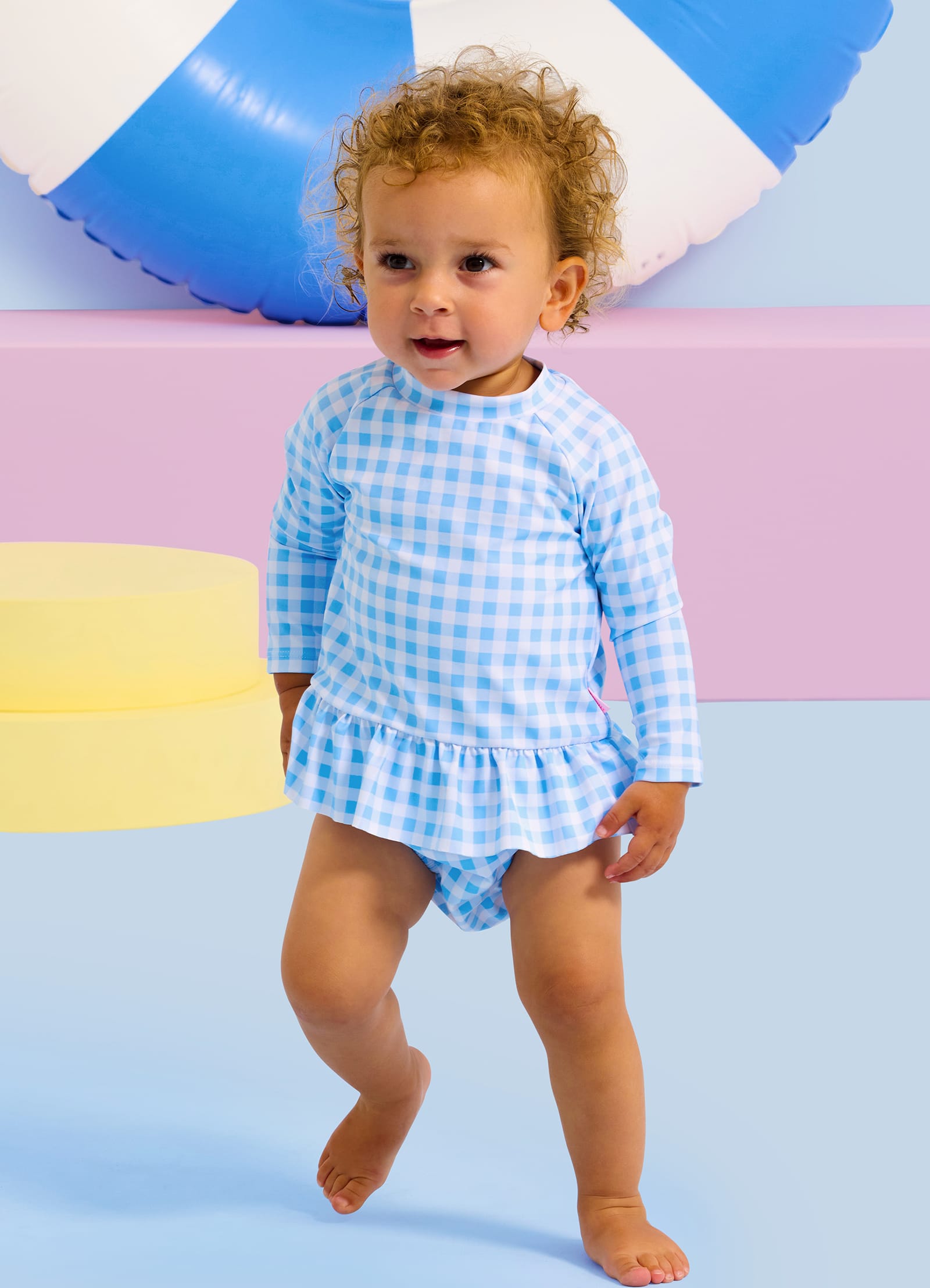 Gingham Rashie Set - Placid Blue - Placid Blue