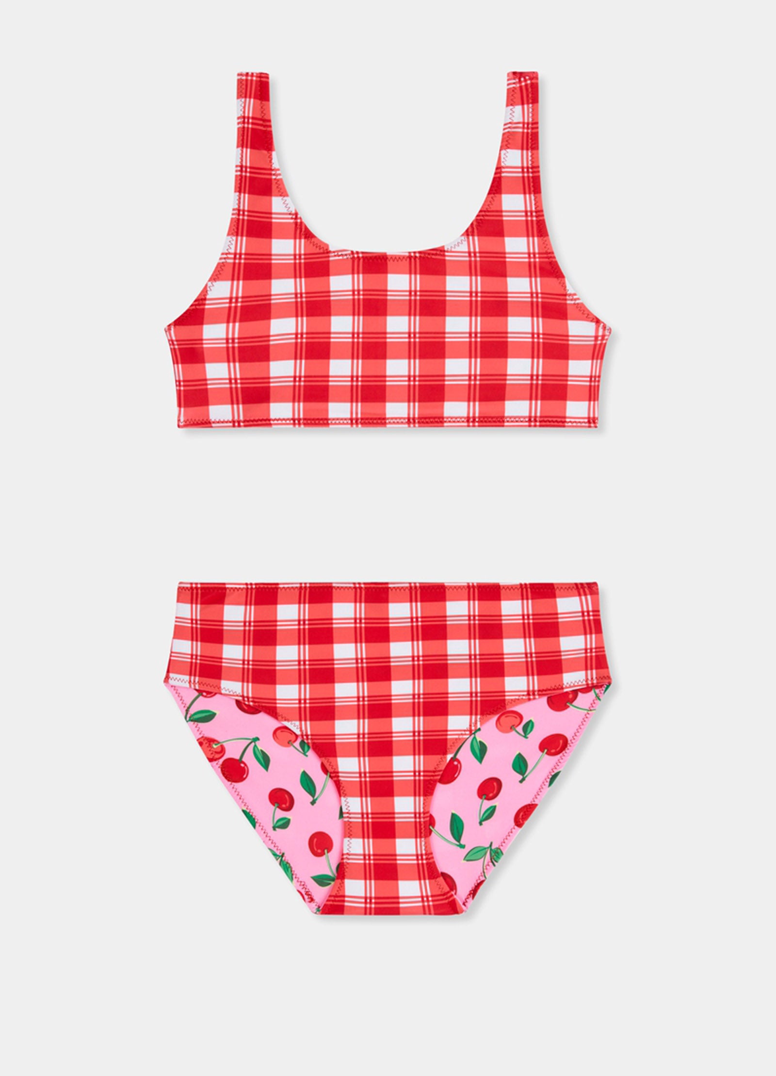 Girls Reversible Bikini - Cherry Check - Cherry Check