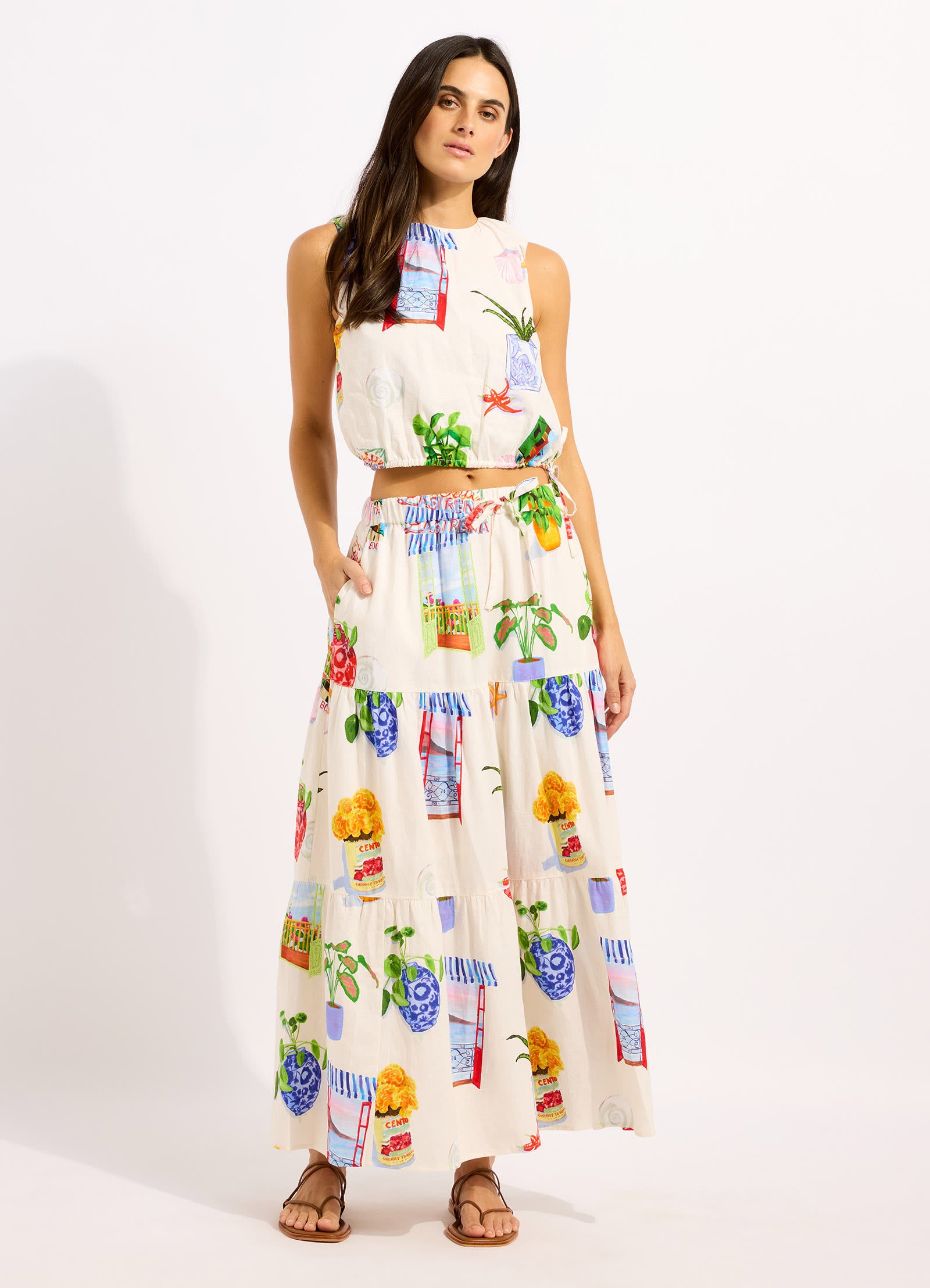 La Boca Drawcord Waist Top - Ecru