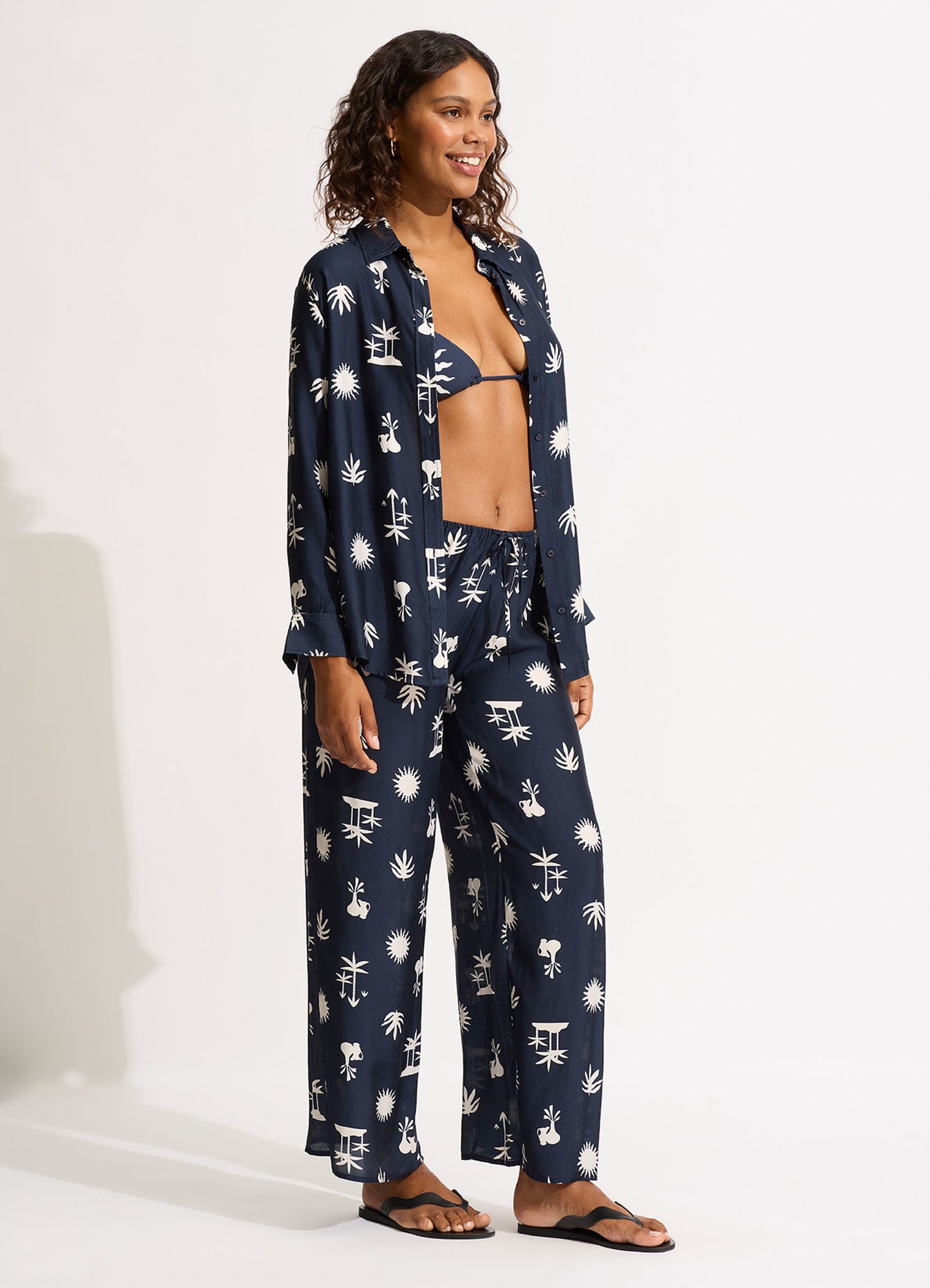 La Palma Silk Shirt - True Navy - True Navy view 3