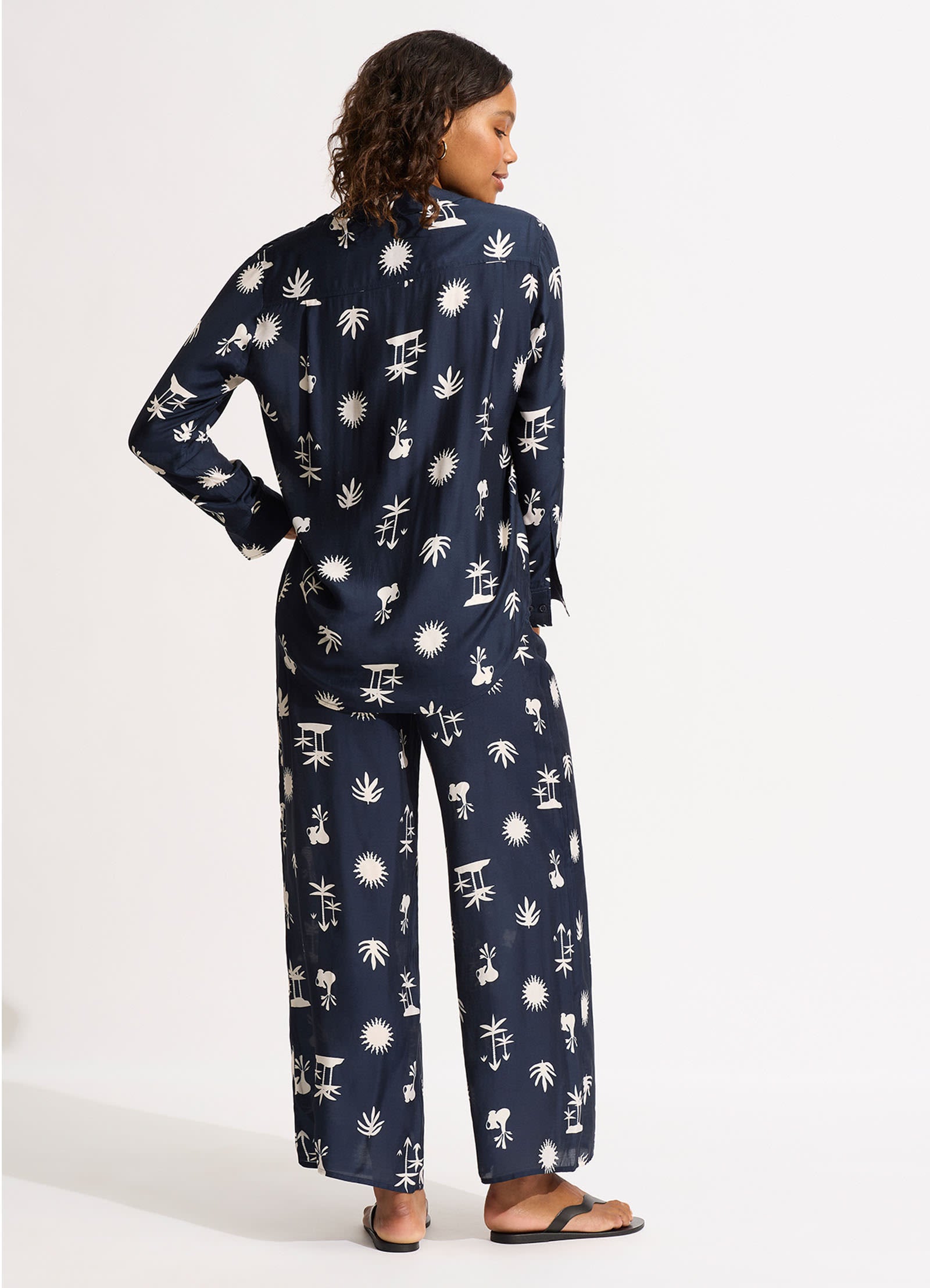 La Palma Silk Shirt - True Navy - True Navy view 4