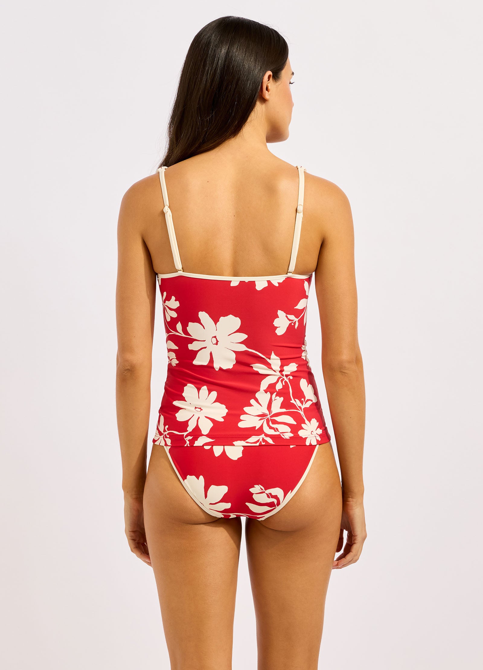 Mayflower Square Neck Tankini Bikini Top - Cosmo Red view 4