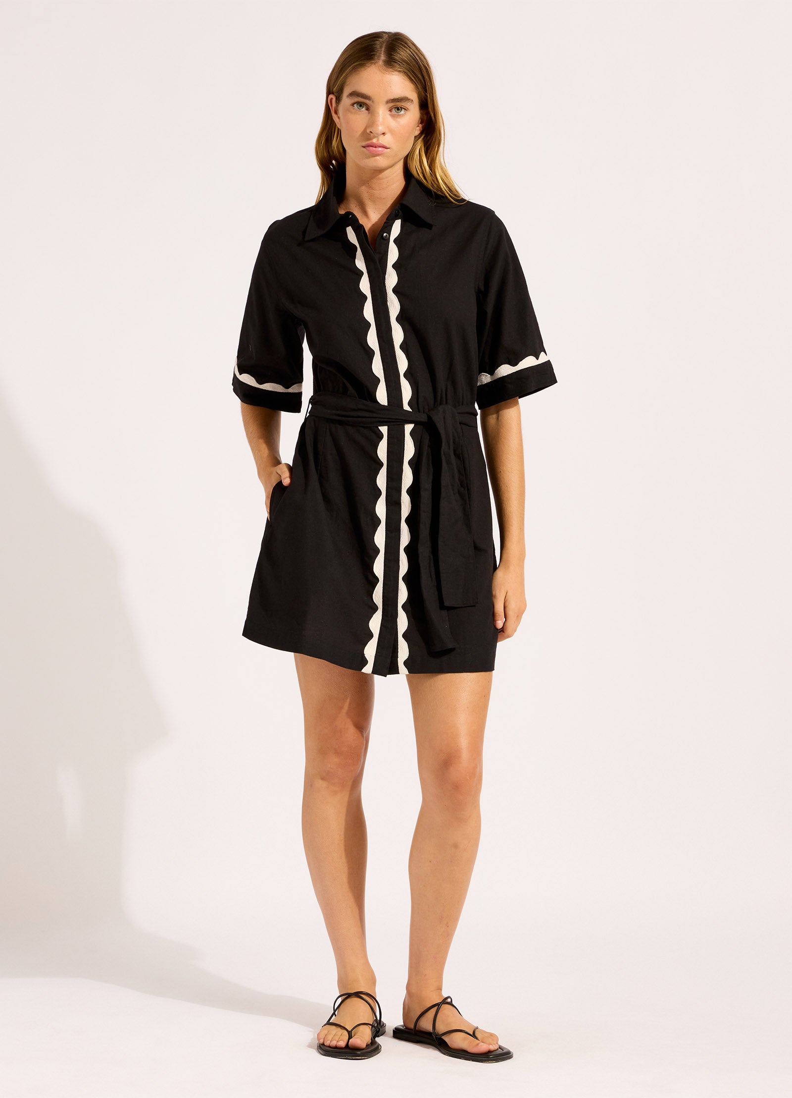 Mini Shirt Dress - Black