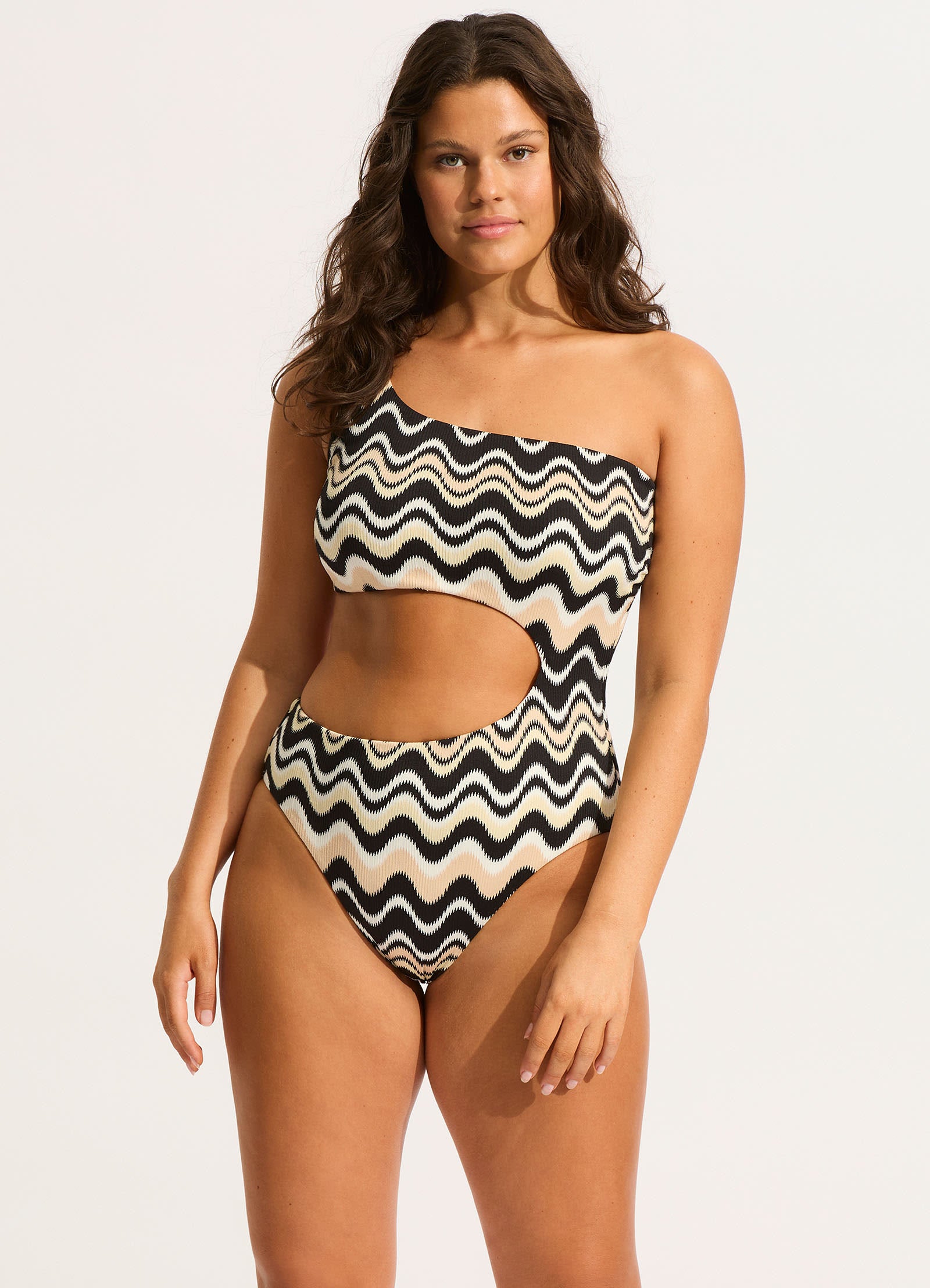 Neue Wave One Shoulder Cut Out One Piece - Black - Black