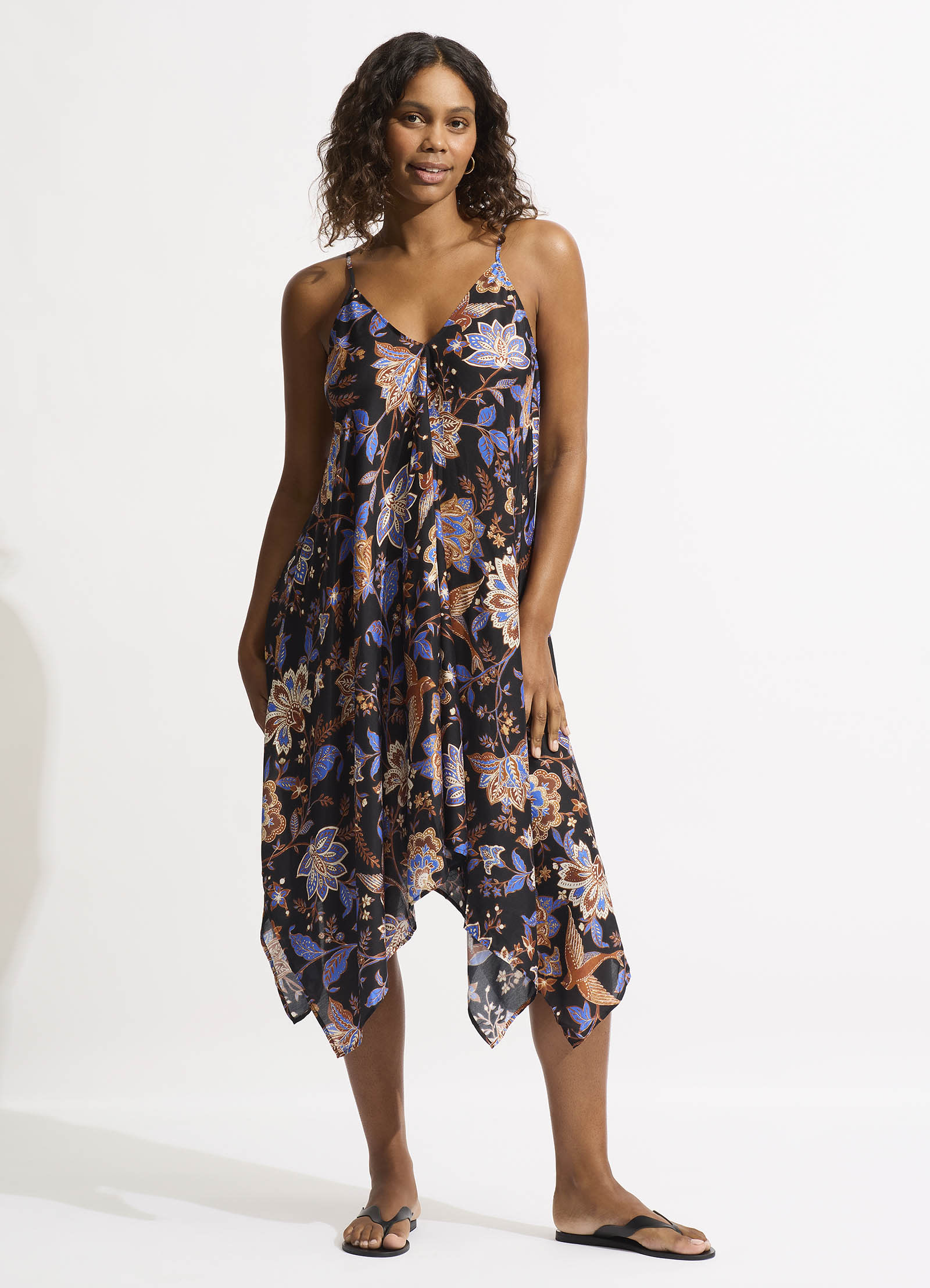 Silk Road Scarf Dress - Black - Black