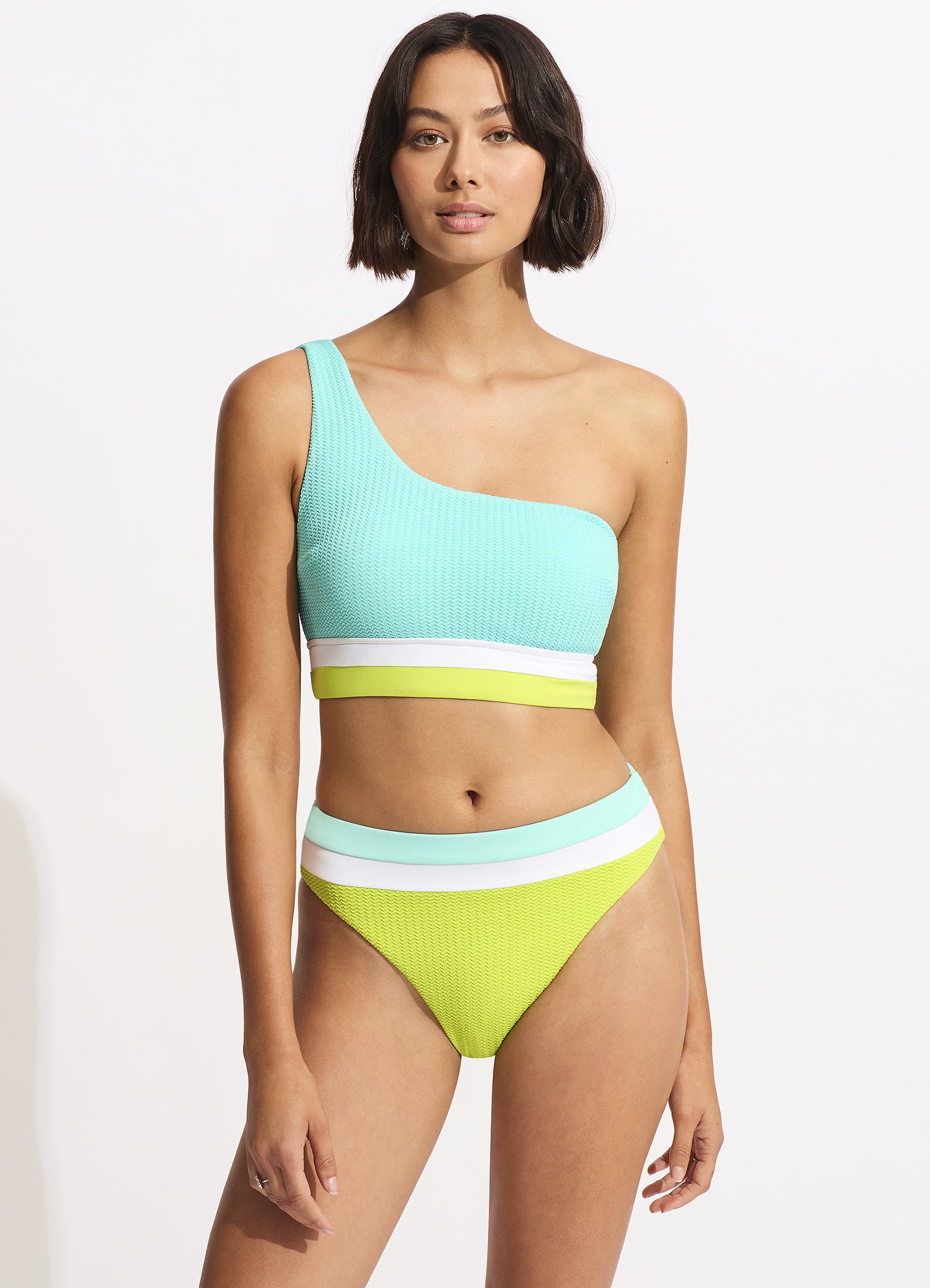 Slice Of Splice High Waisted Bikini Bottom - Lime Burst - Lime Burst