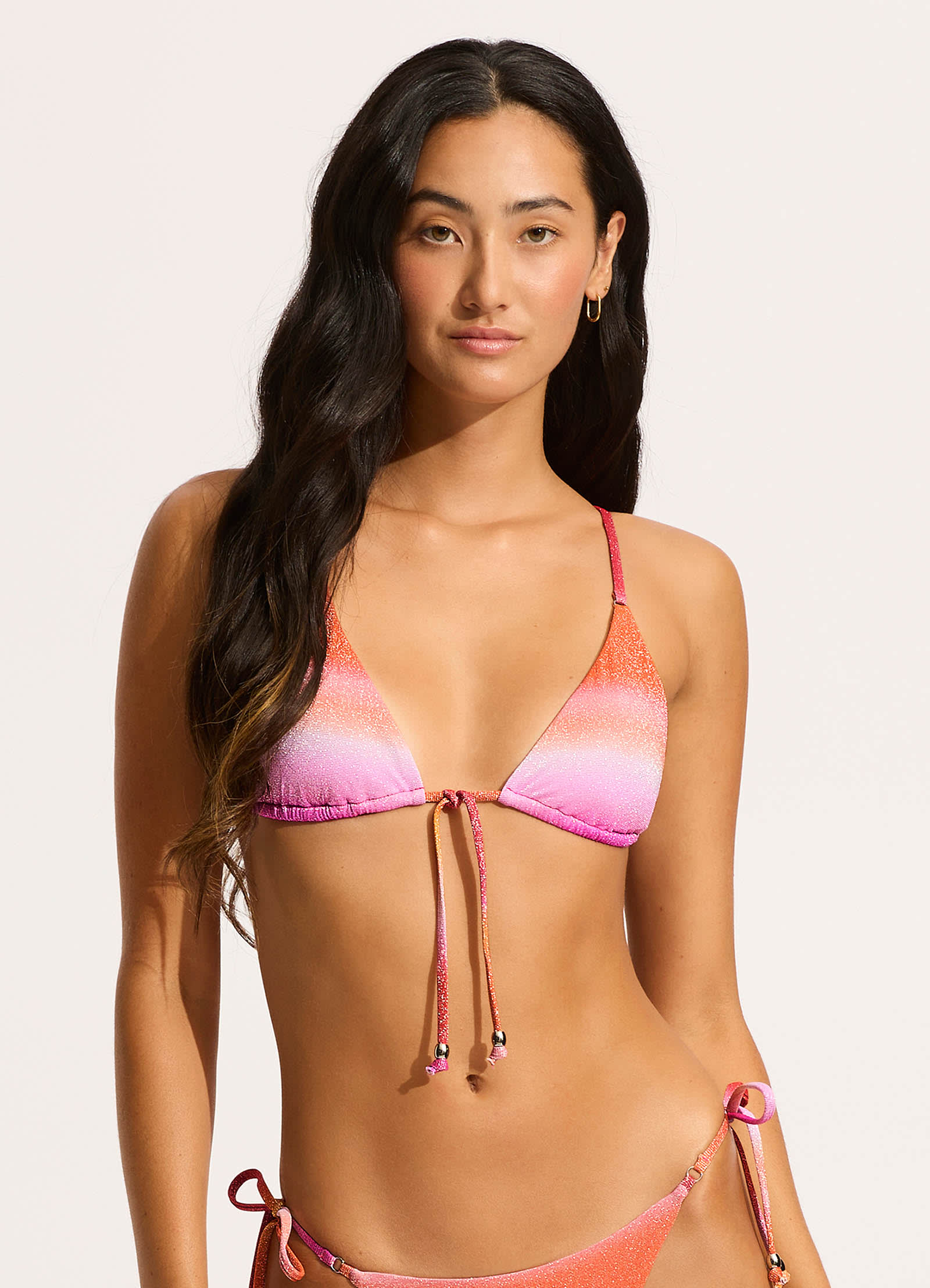 Spectrum Slide Triangle Bikini Top - Hot Pink - Hot Pink