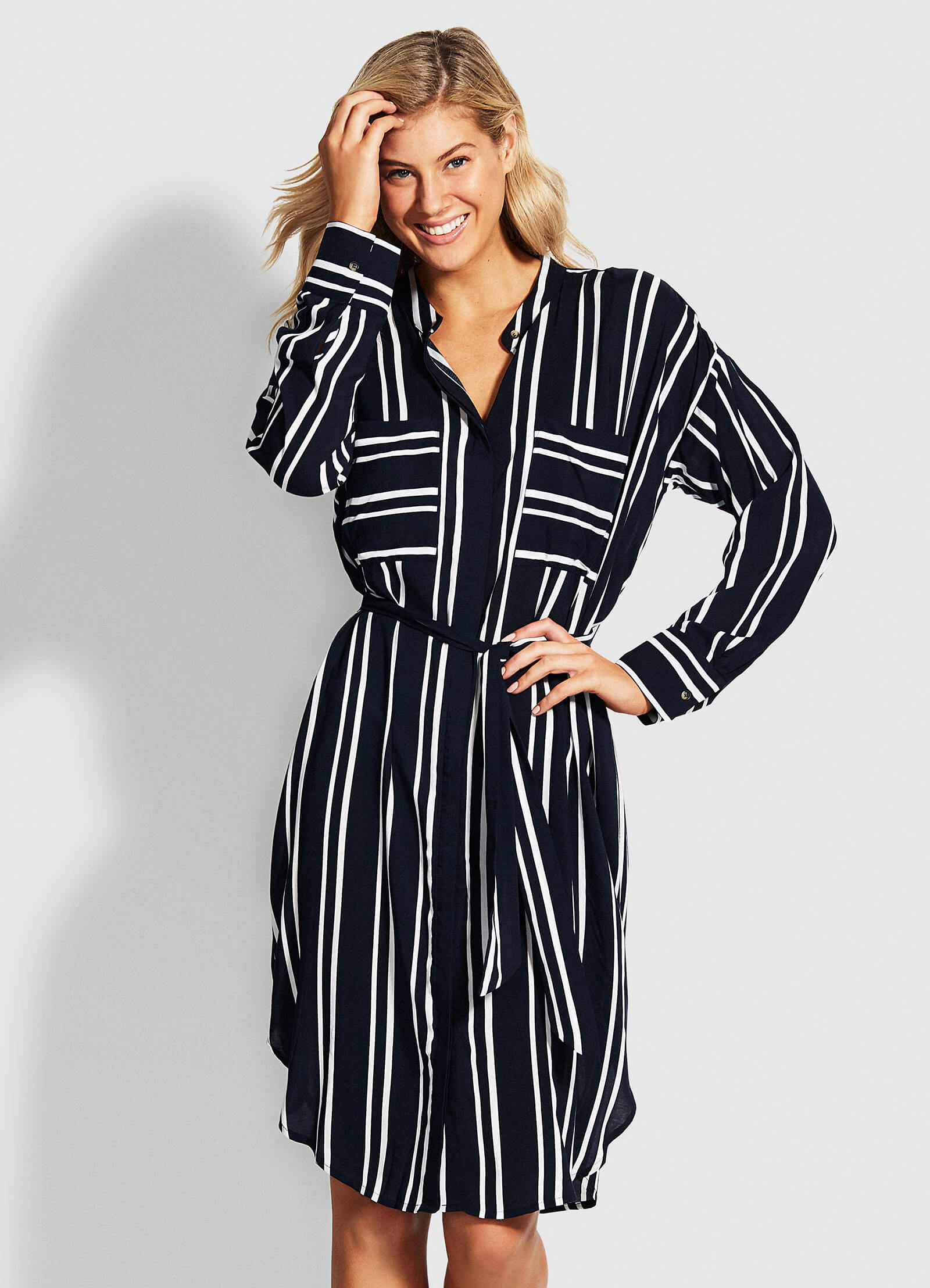 Summer Sea Stripe Shirt Dress - Navy Stripe - Navy Stripe