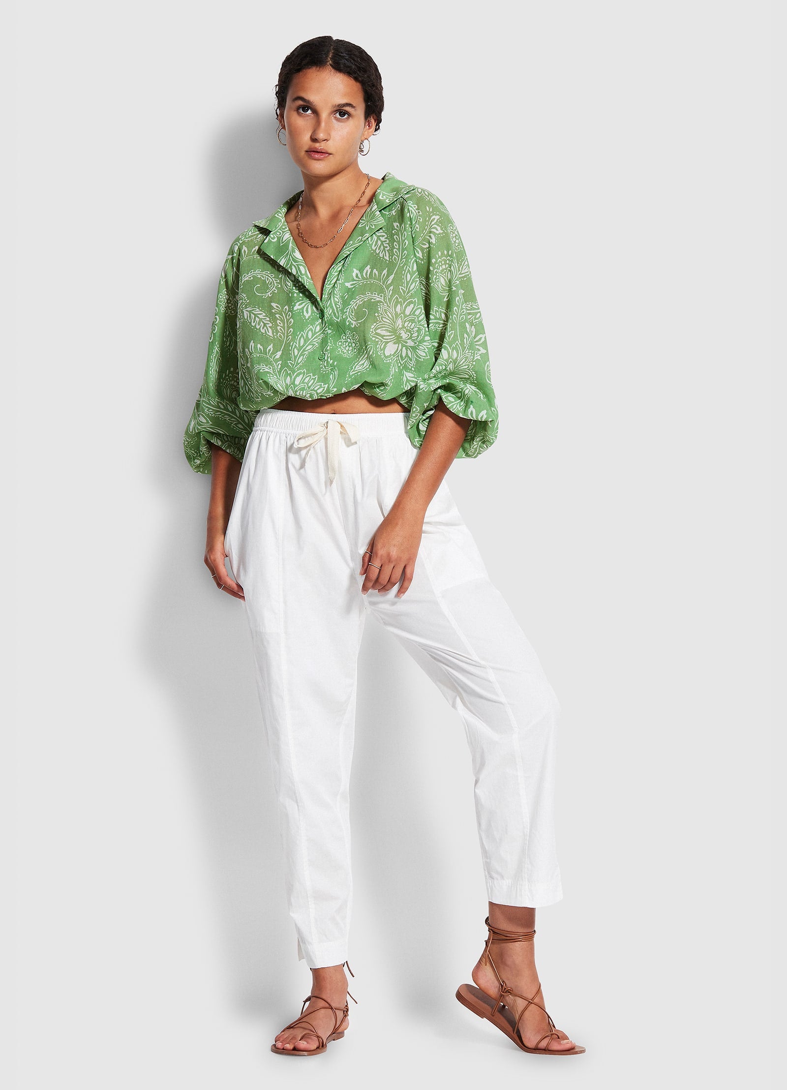 Taper Poplin Pant   - White - White