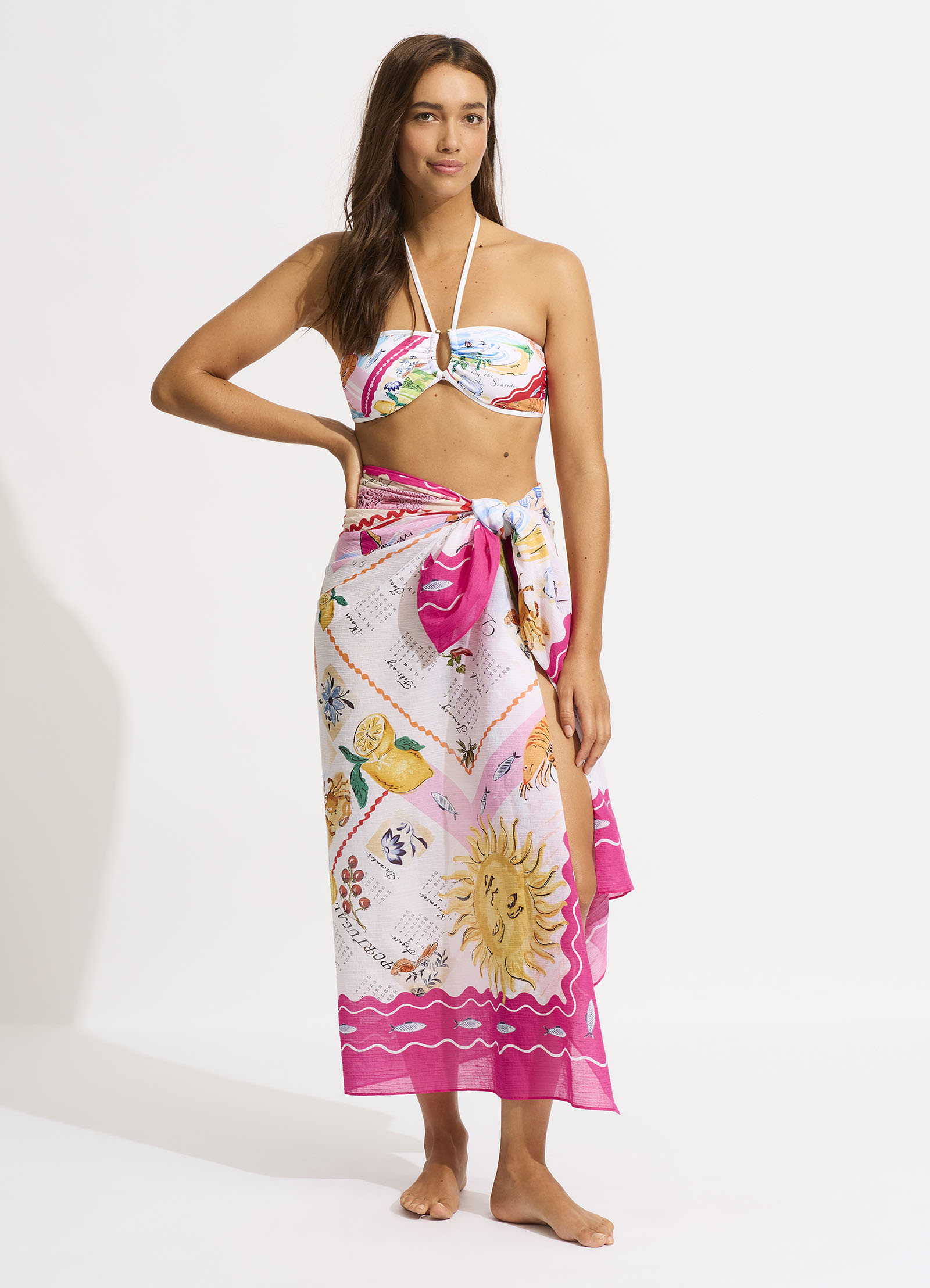 Wish You Were Here Sarong - Fuchsia Rose - Fuchsia Rose