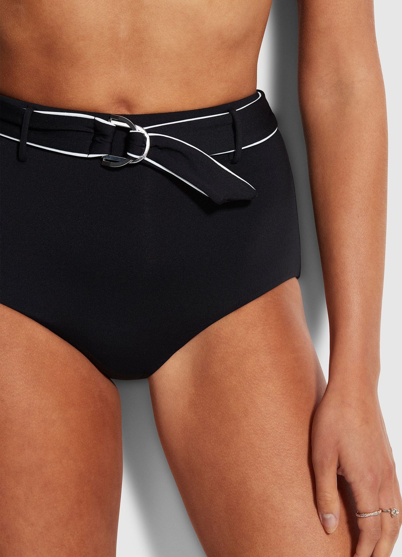 Active High Waisted Bikini Bottom - Black - Black view 4