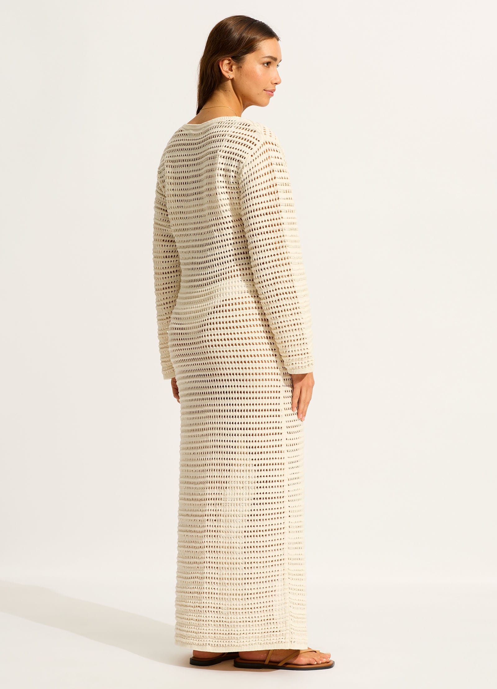 Ahoy Maxi Knit Coverup - Ecru - Ecru view 3