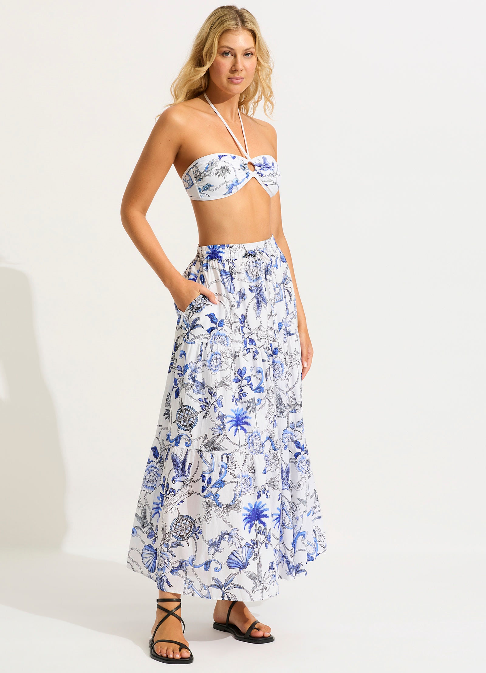 Ahoy Maxi Skirt - White - White view 3