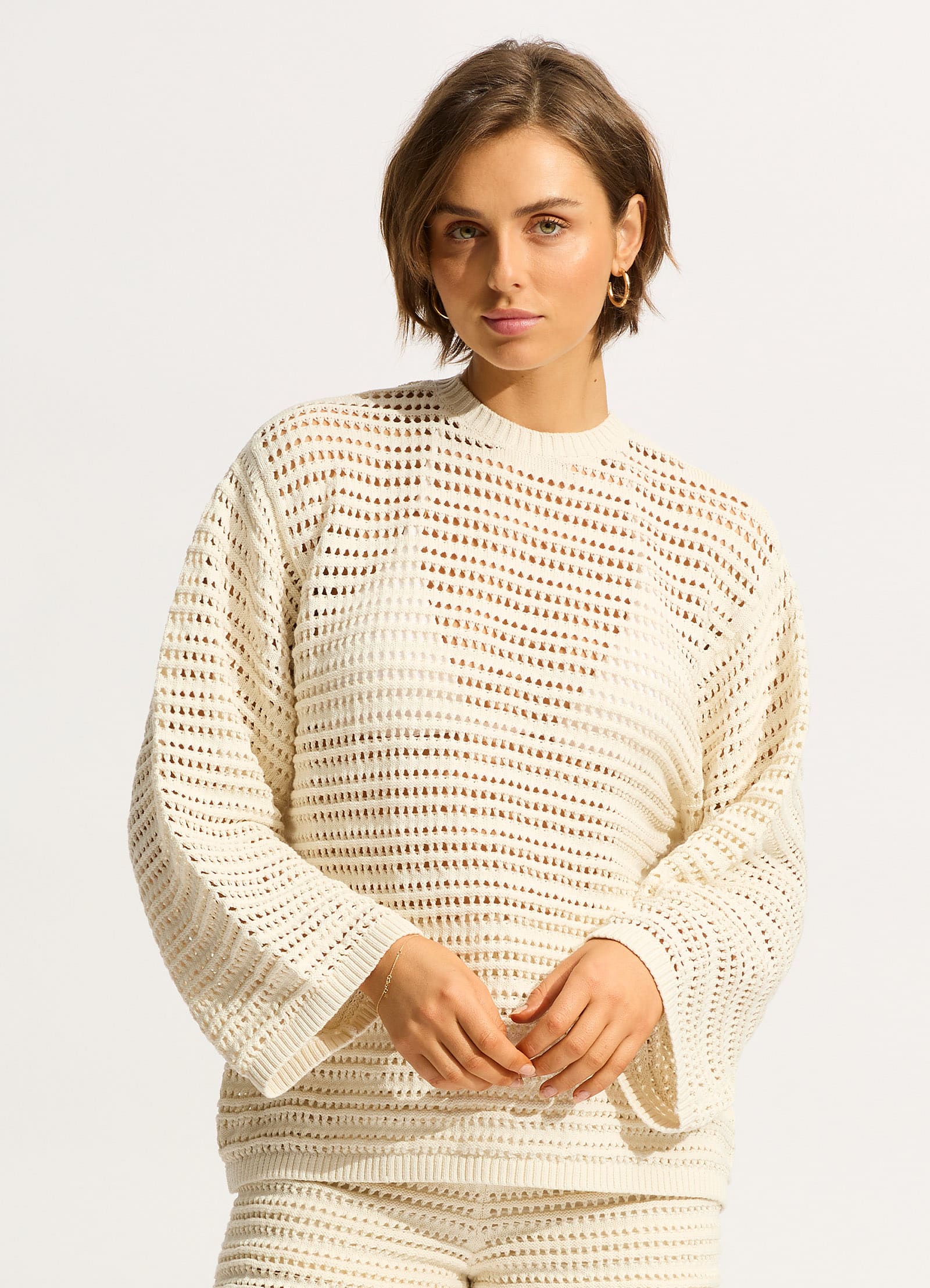 Ahoy Open Back Knit Jumper - Ecru - Ecru view 2