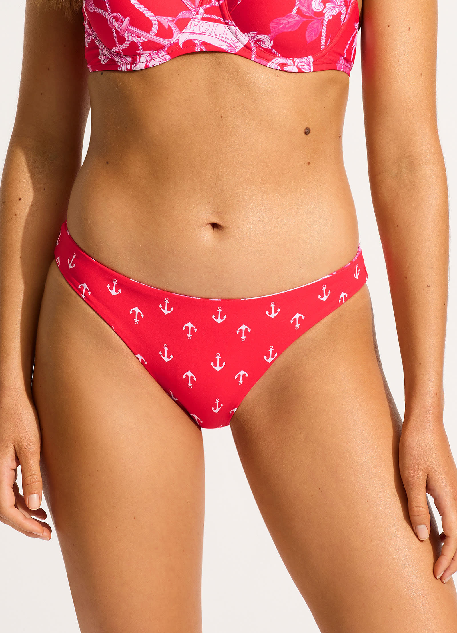 Ahoy Reversible Hipster Bikini Bottom - Chilli Red - Chilli Red view 2