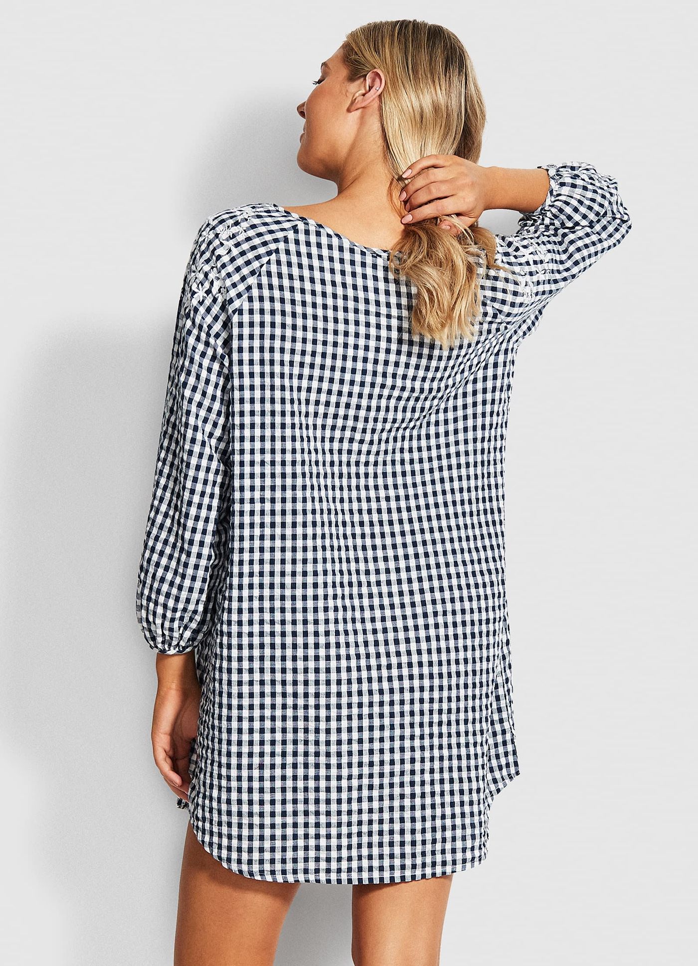Ally Gingham Cover Up - Blue - Blue view 3