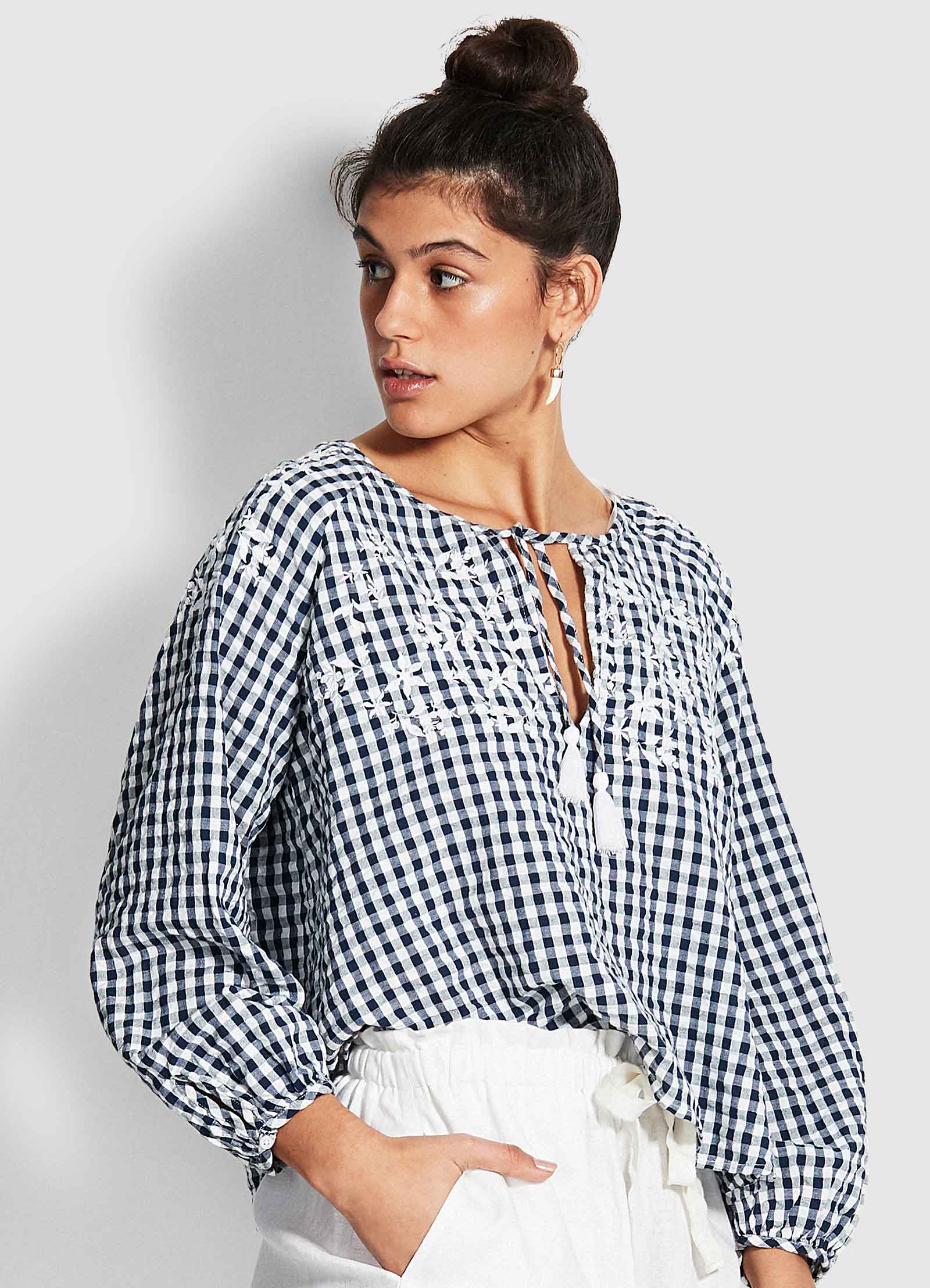 Ally Gingham Top - Blue - Blue view 2
