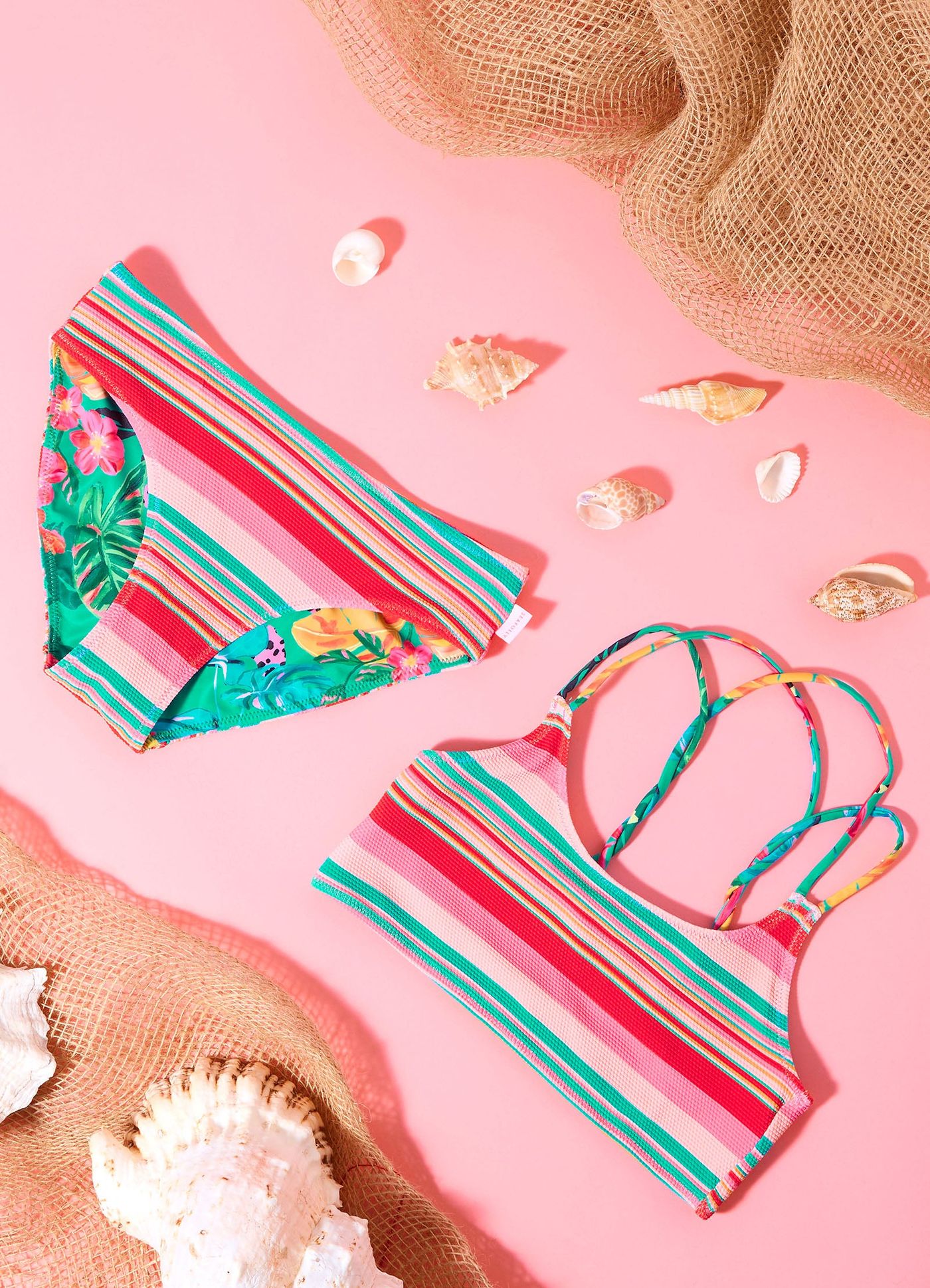 Amazon Girls Reversible Bikini - Green - Green view 2