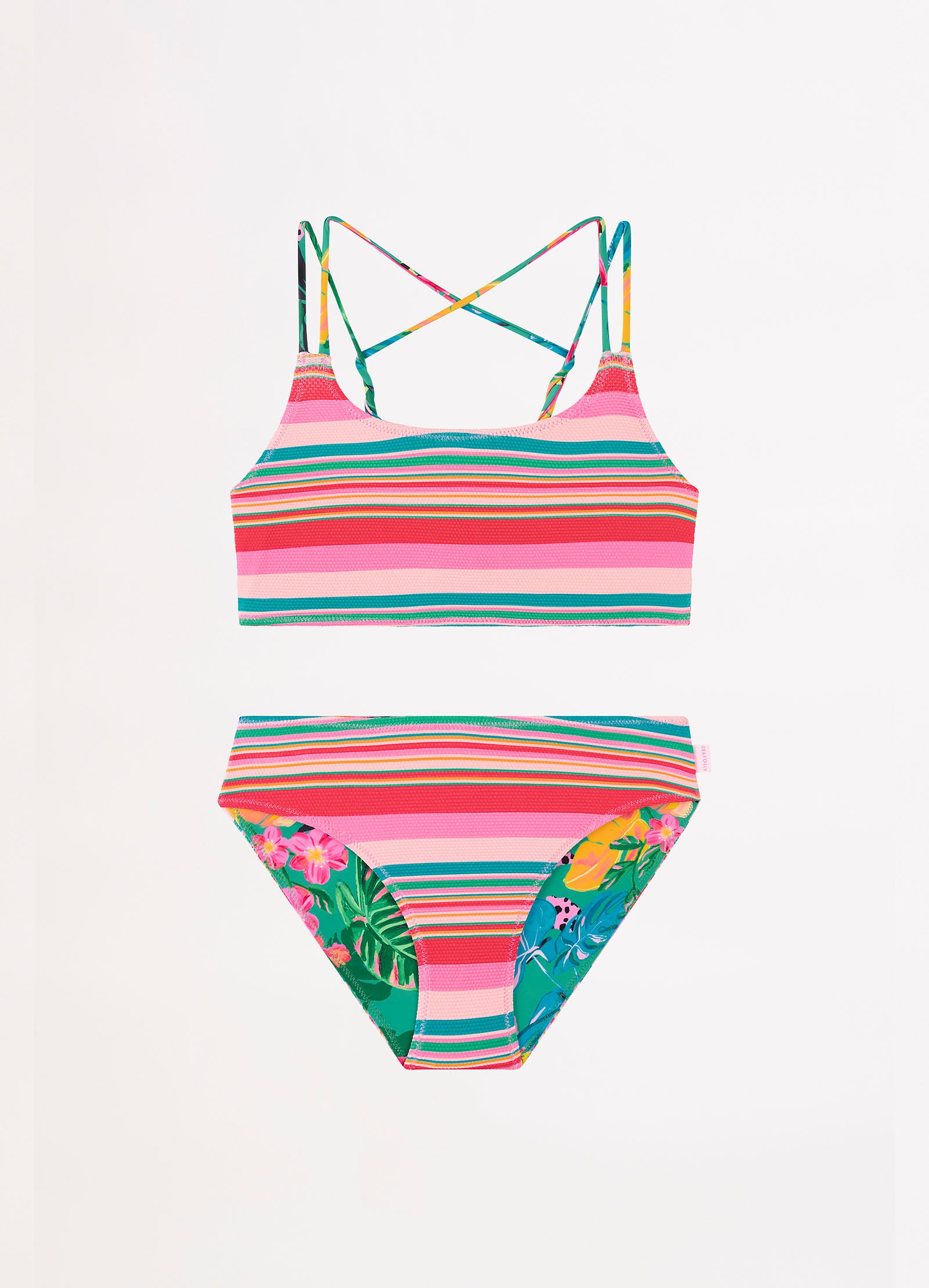 Amazon Girls Reversible Bikini - Green - Green view 3