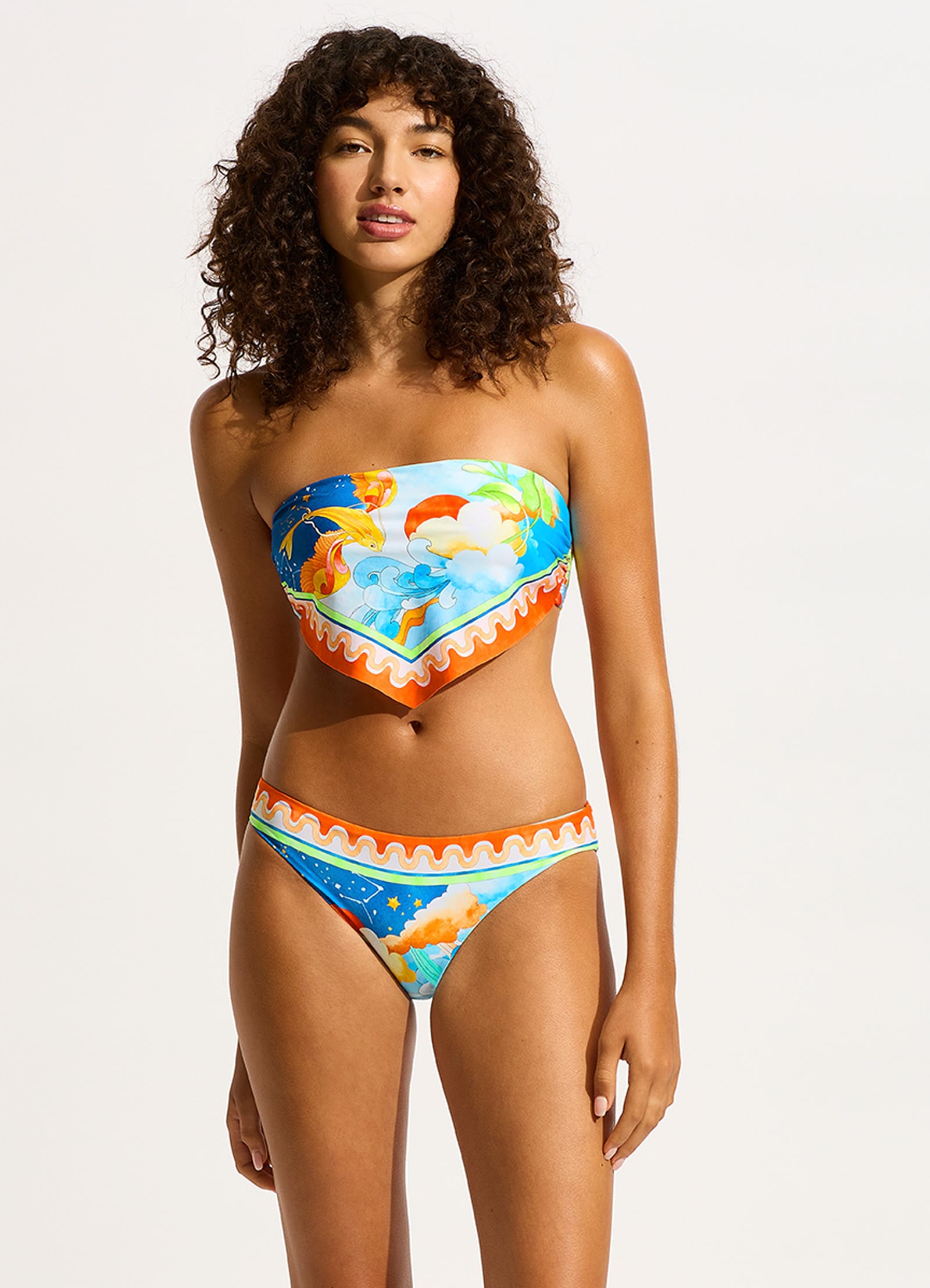 Aquarius Scarf Bandeau Bikini Top - Turquoise - Turquoise view 2