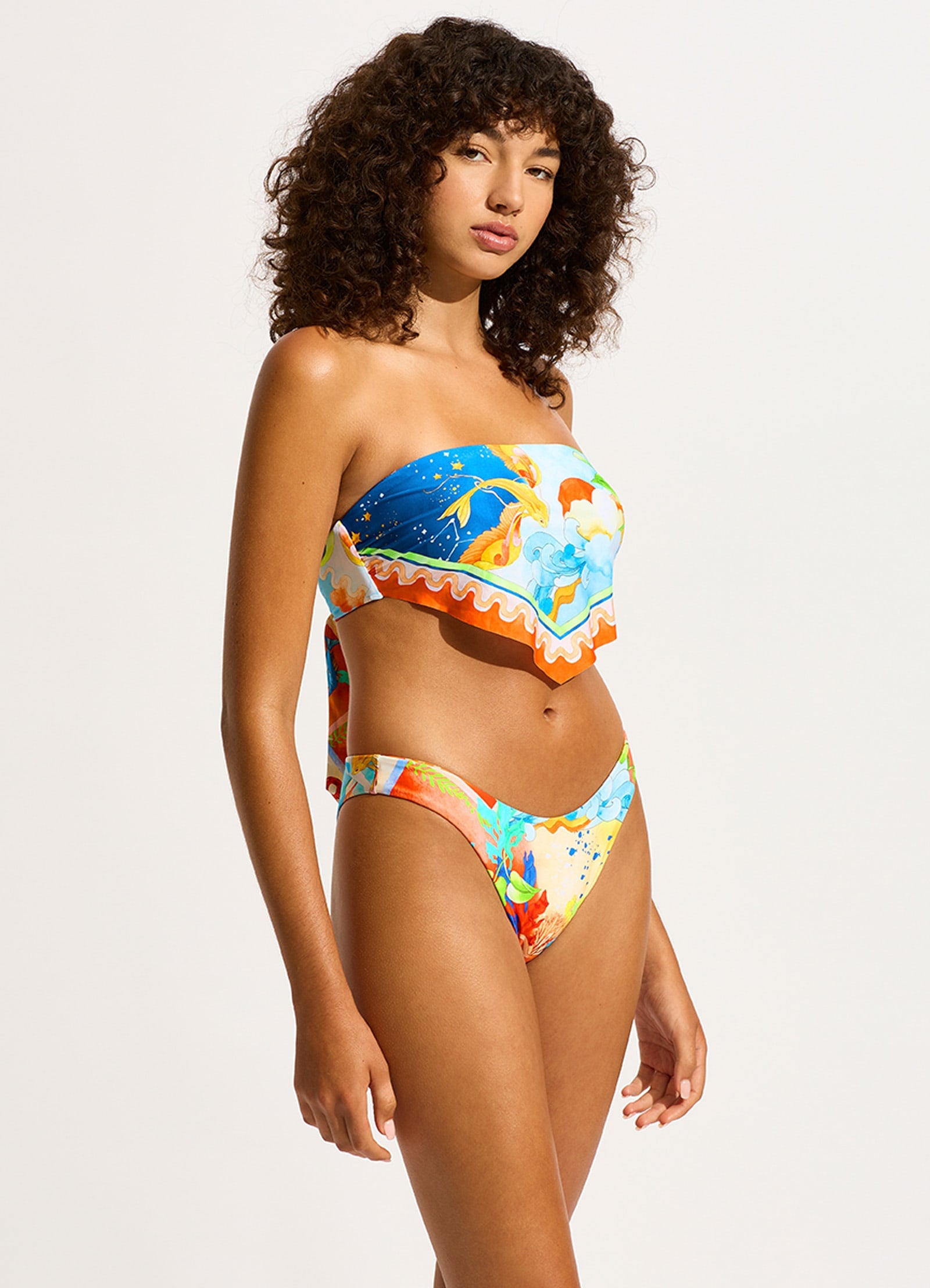 Aquarius Scarf Bandeau Bikini Top - Turquoise - Turquoise view 4