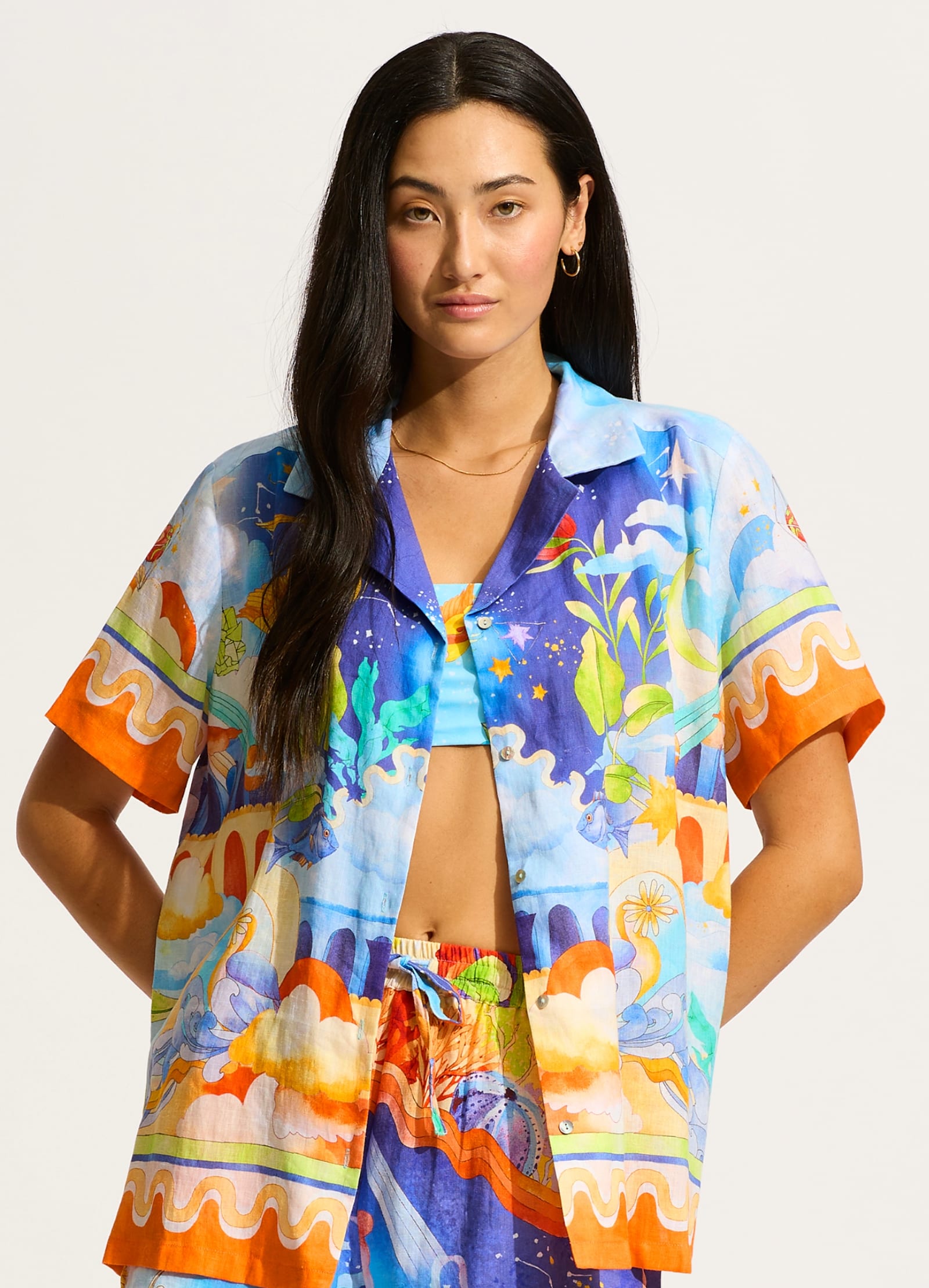 Aquarius Short Sleeve Shirt - Turquoise - Turquoise view 2