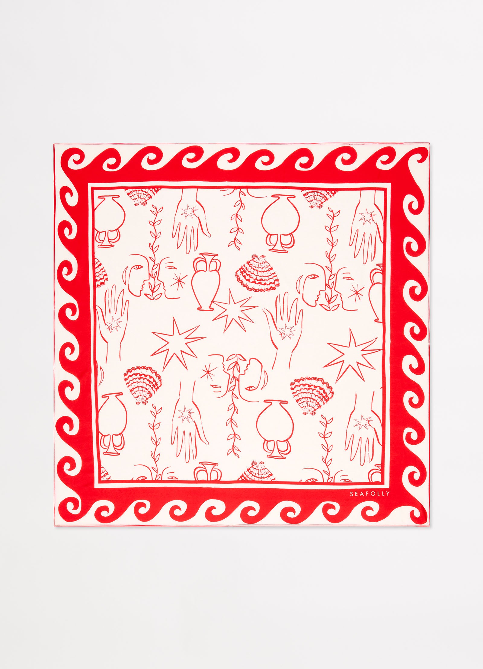 Atlantis Faces Scarf - Chilli Red - Chilli Red view 2