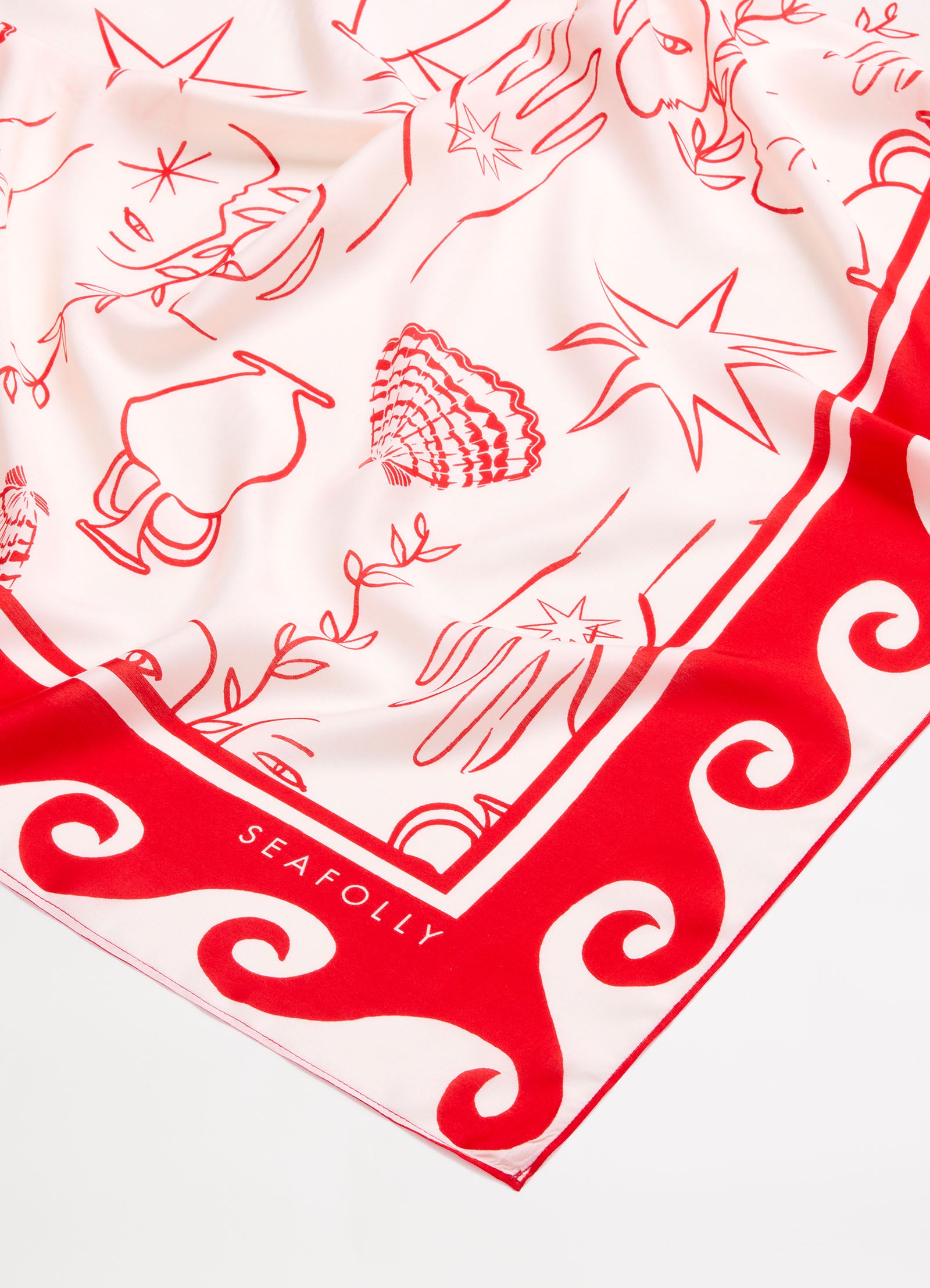 Atlantis Faces Scarf - Chilli Red - Chilli Red view 4