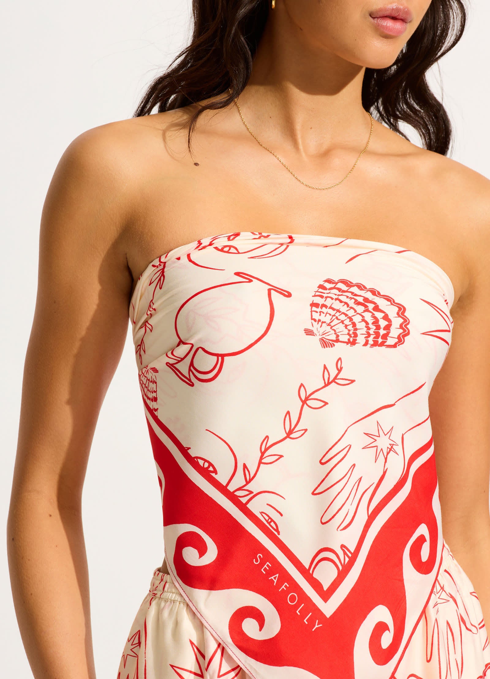Atlantis Faces Scarf - Chilli Red - Chilli Red view 5