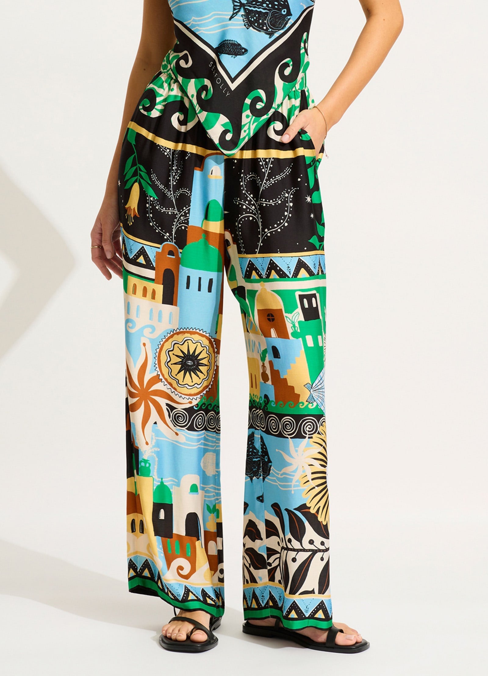 Atlantis Wide Leg Pant - Ecru - Ecru view 2
