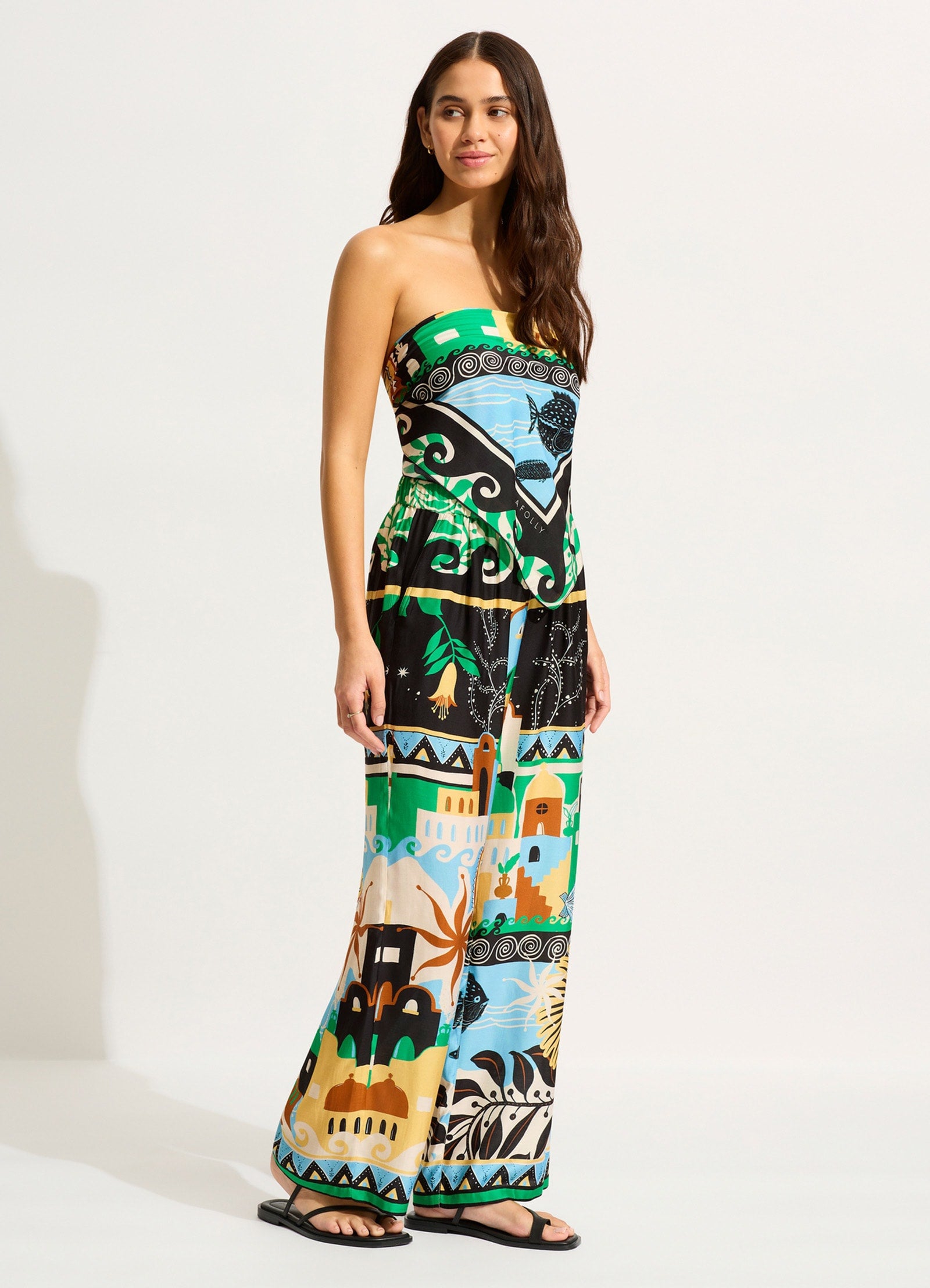 Atlantis Wide Leg Pant - Ecru - Ecru view 3