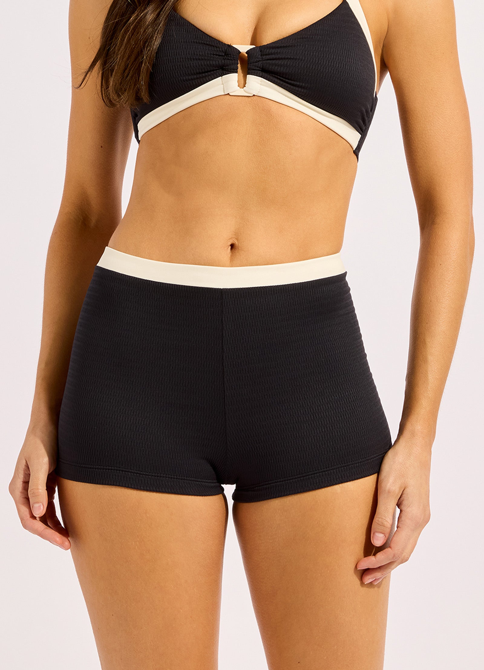 Bandwave Belted Boyleg Bikini Bottom - Black view 2