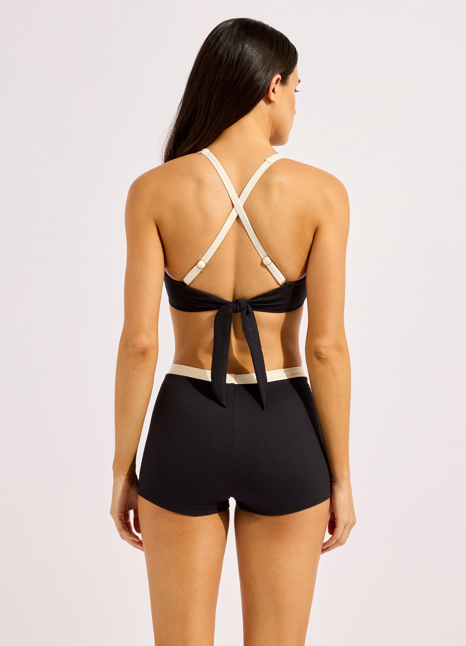 Bandwave Belted Boyleg Bikini Bottom - Black view 4