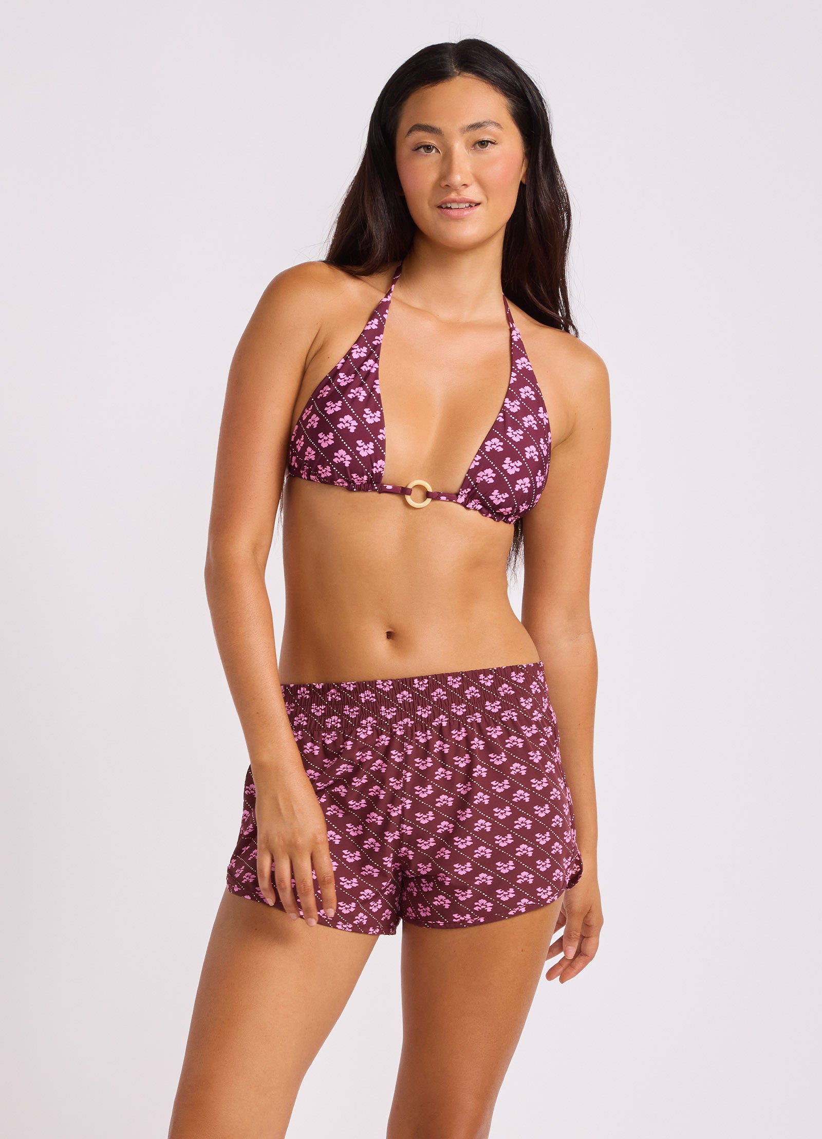 Batik Bloom Boardshort - Dark Burgundy