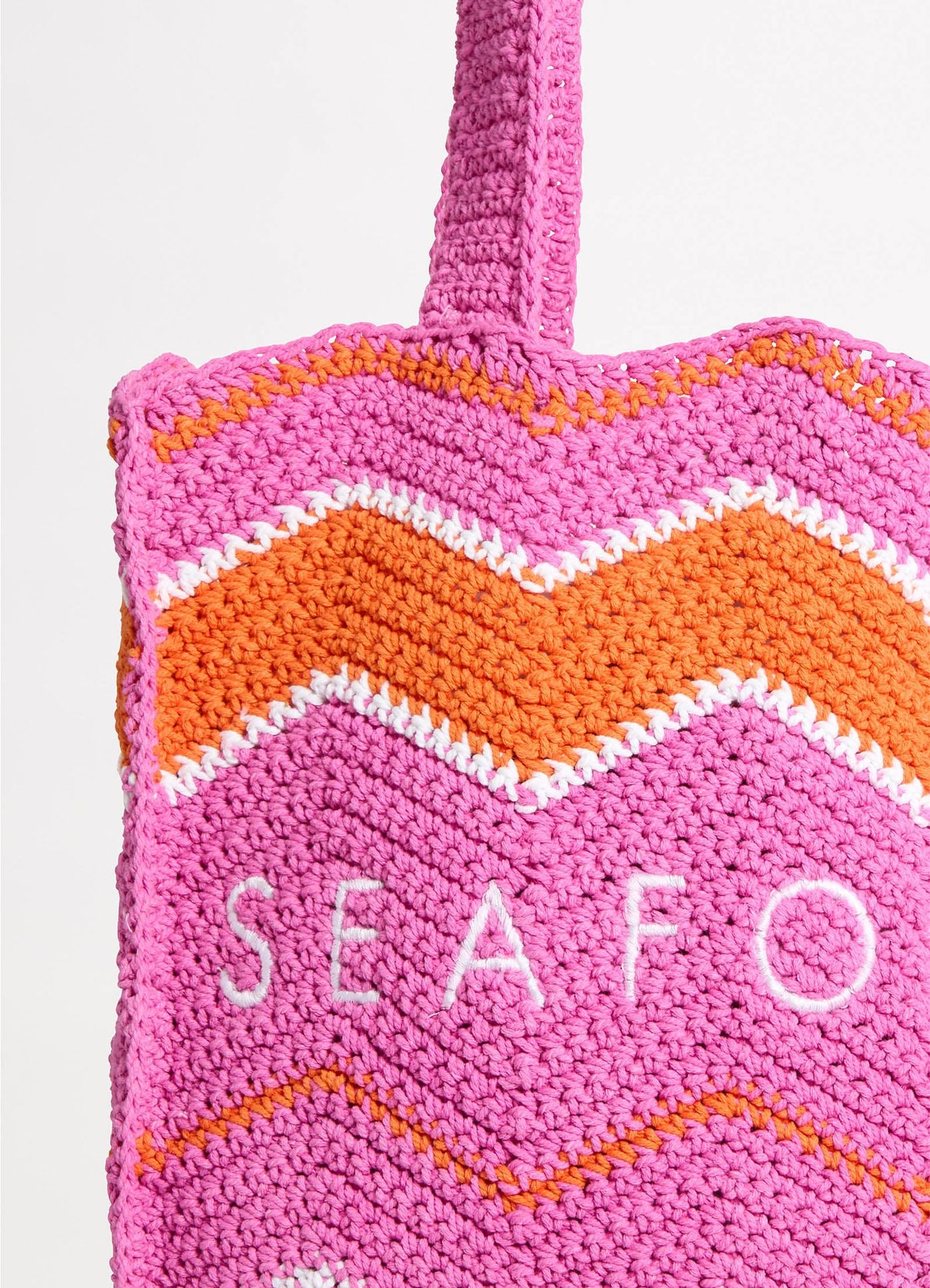 Beach Bazaar Crochet Tote Bag - Hot Pink - Hot Pink view 3
