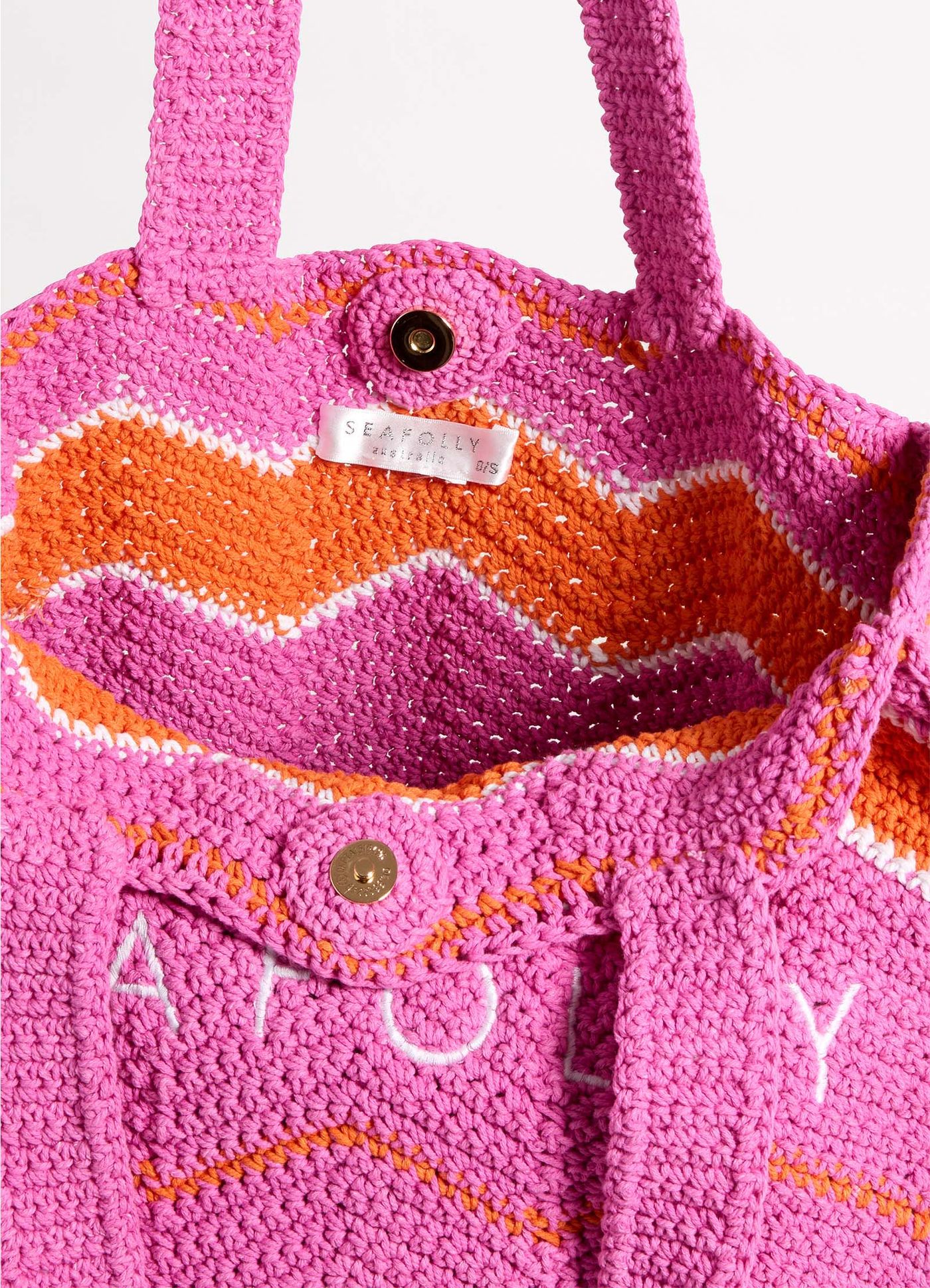 Beach Bazaar Crochet Tote Bag - Hot Pink - Hot Pink view 4