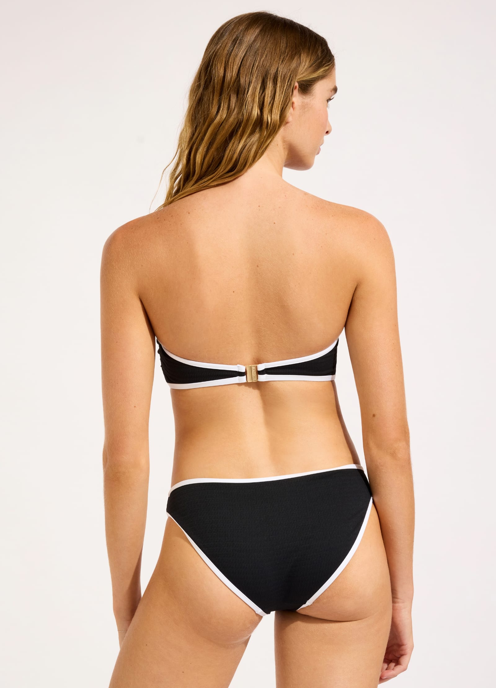 Beach Bound Ring Front Bandeau Bikini Top - Black - Black view 4