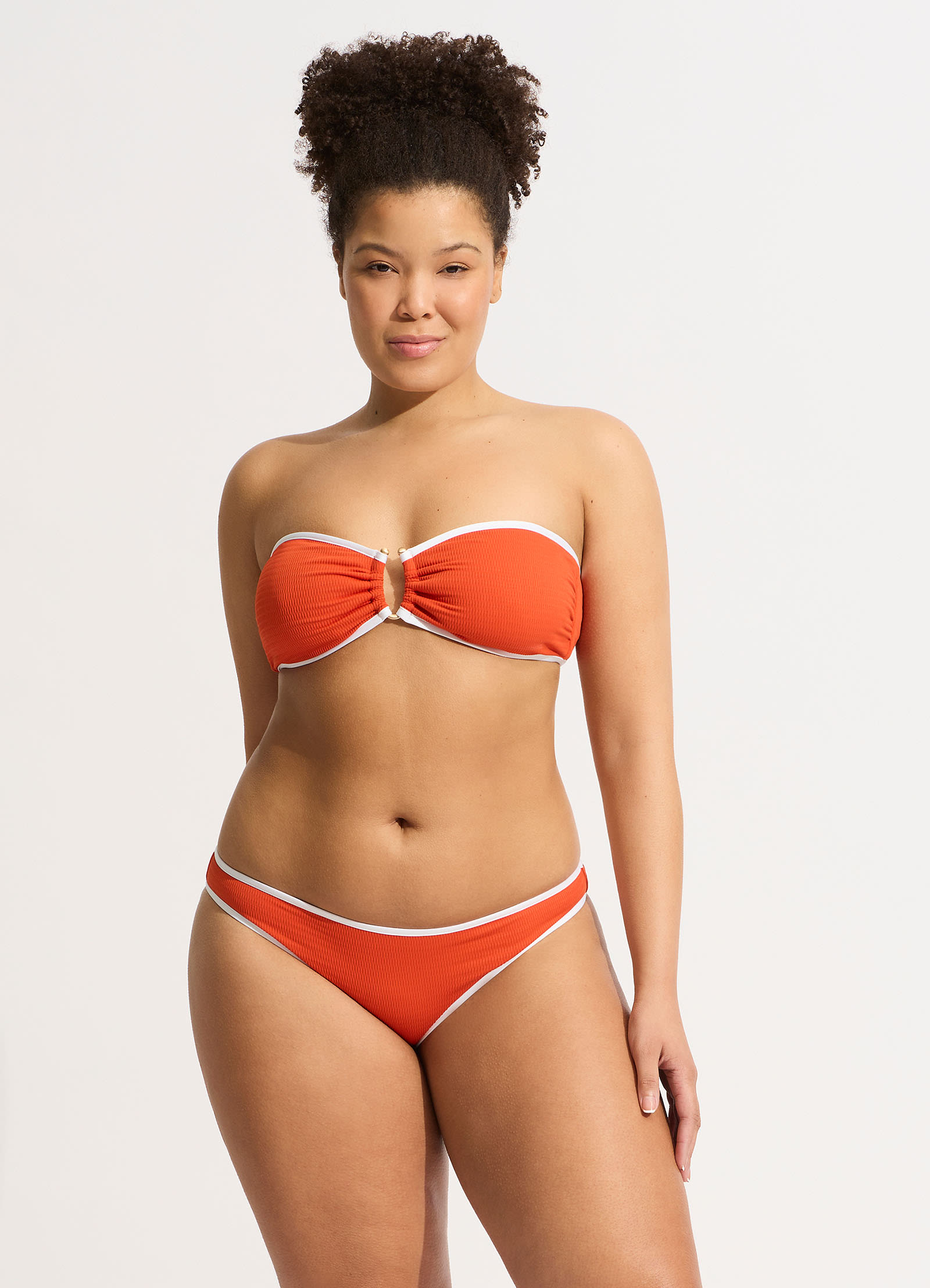 Beach Bound Ring Front Bandeau Bikini Top - Tamarillo - Tamarillo