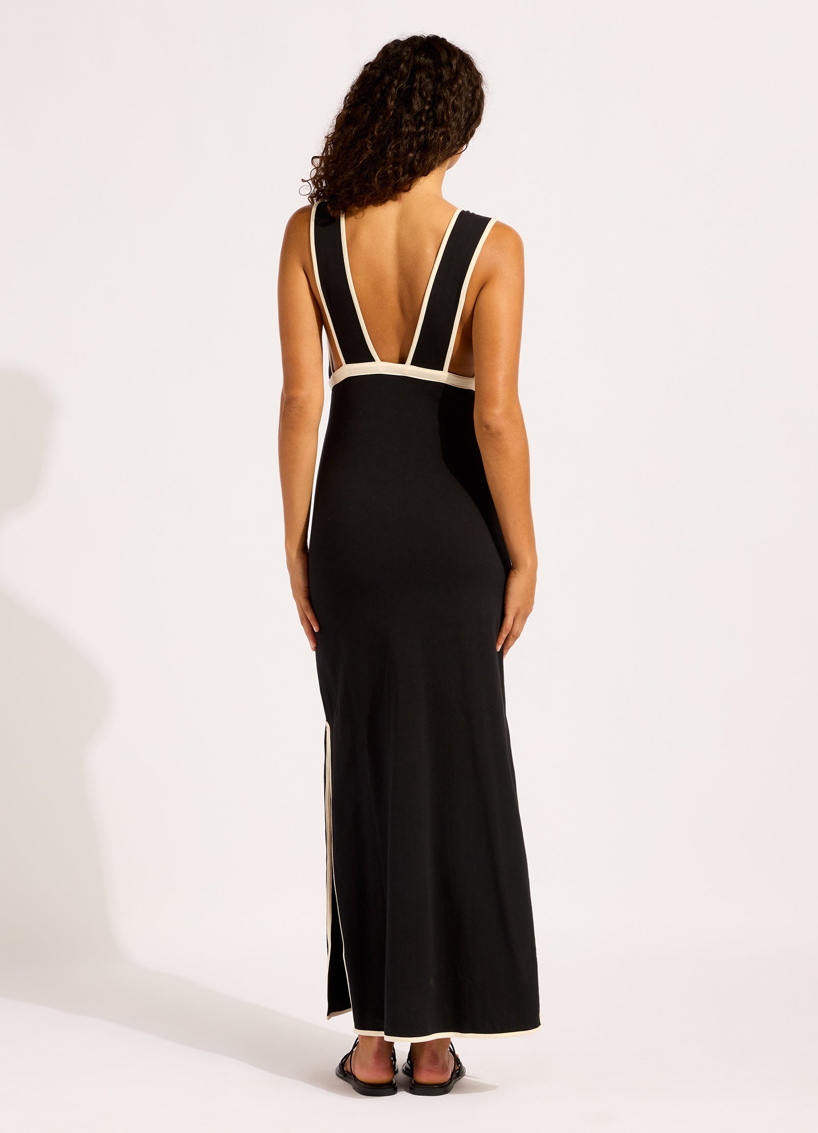 Beach Bound Side Split Maxi Dress - Black view 3
