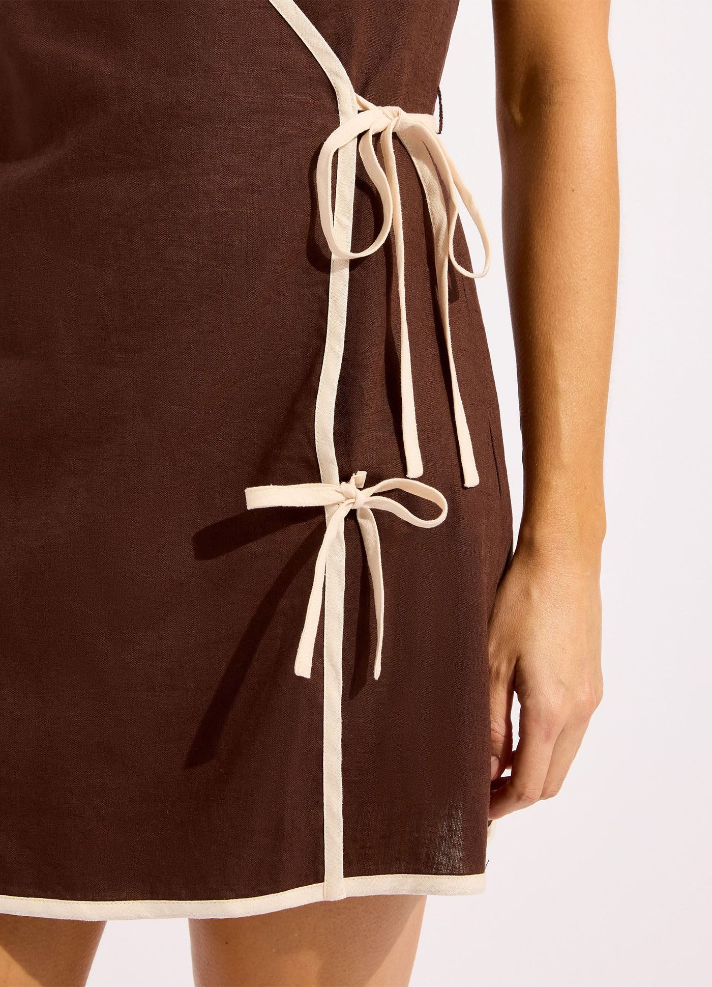 Beach Edit Bind Mini Wrap Dress - Dark Chocolate view 5