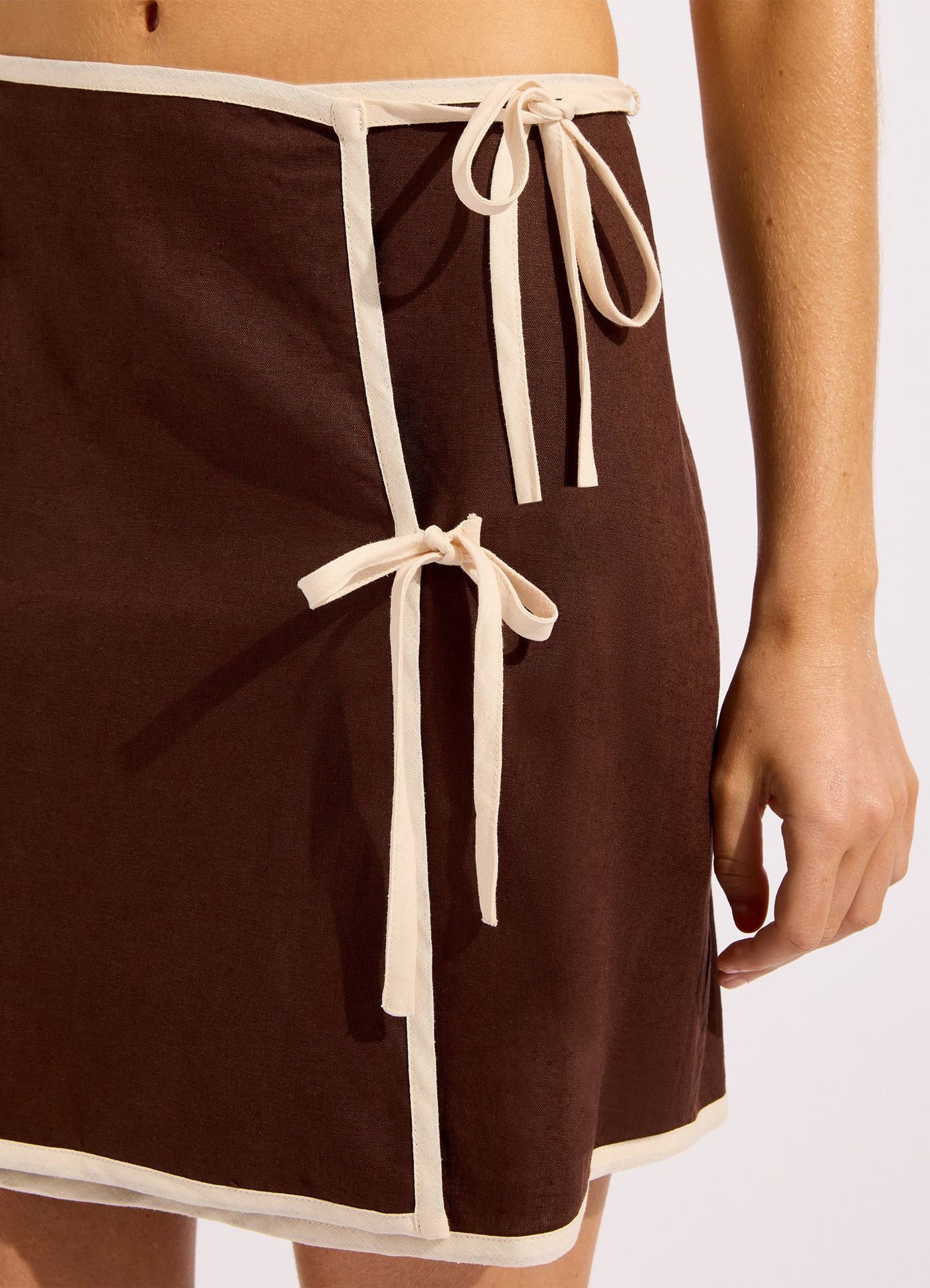 Beach Edit Bind Mini Wrap Skirt - Dark Chocolate view 5