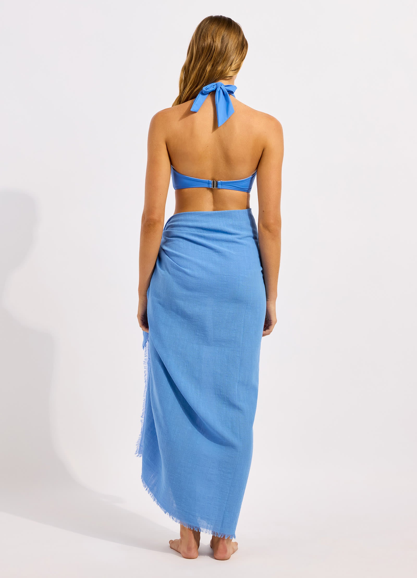 Beach Essential Textured Cotton Beach Wrap - Sapphire view 3