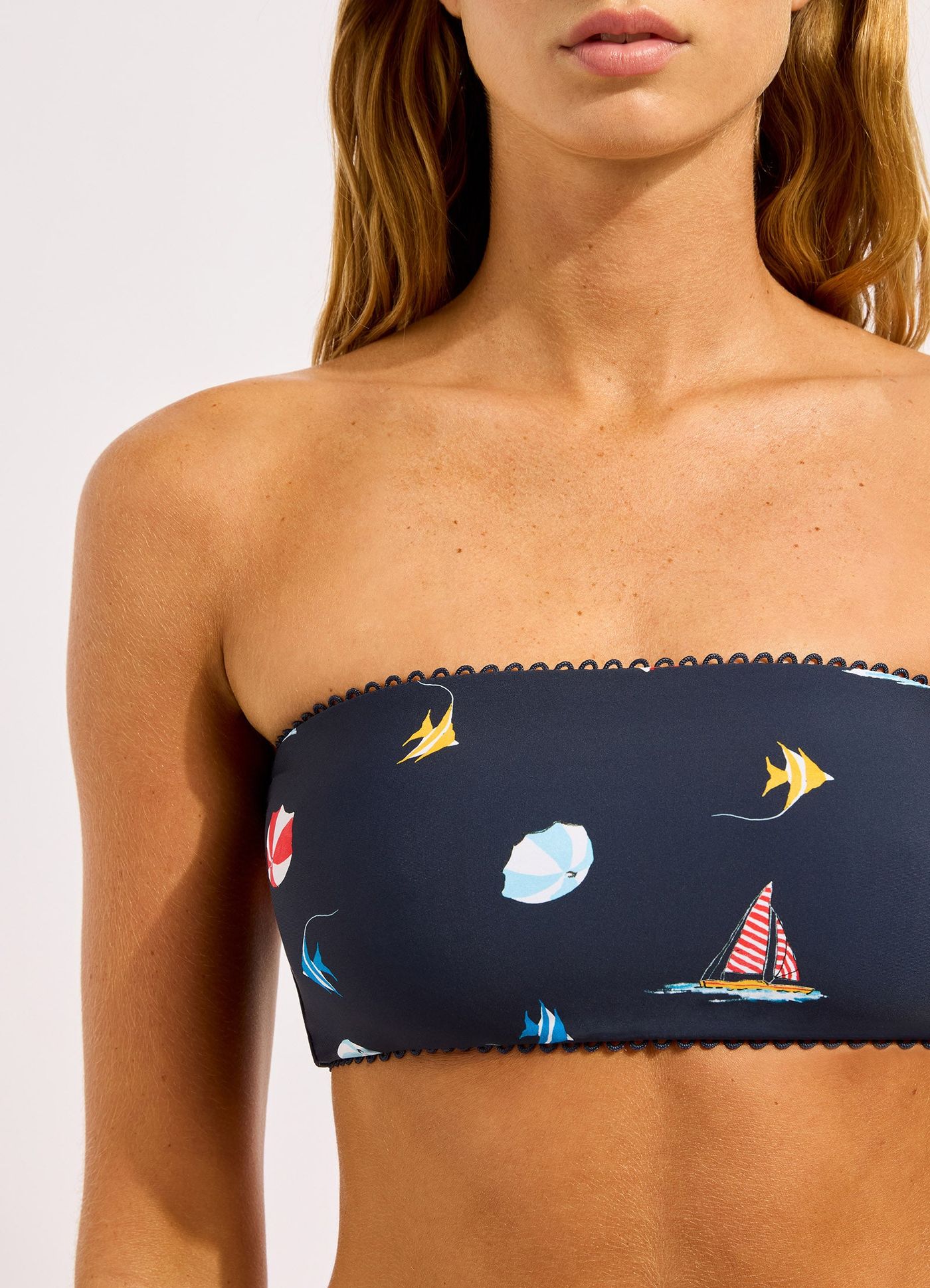 Beachclub Bandeau Top Bikini Top - True Navy view 5